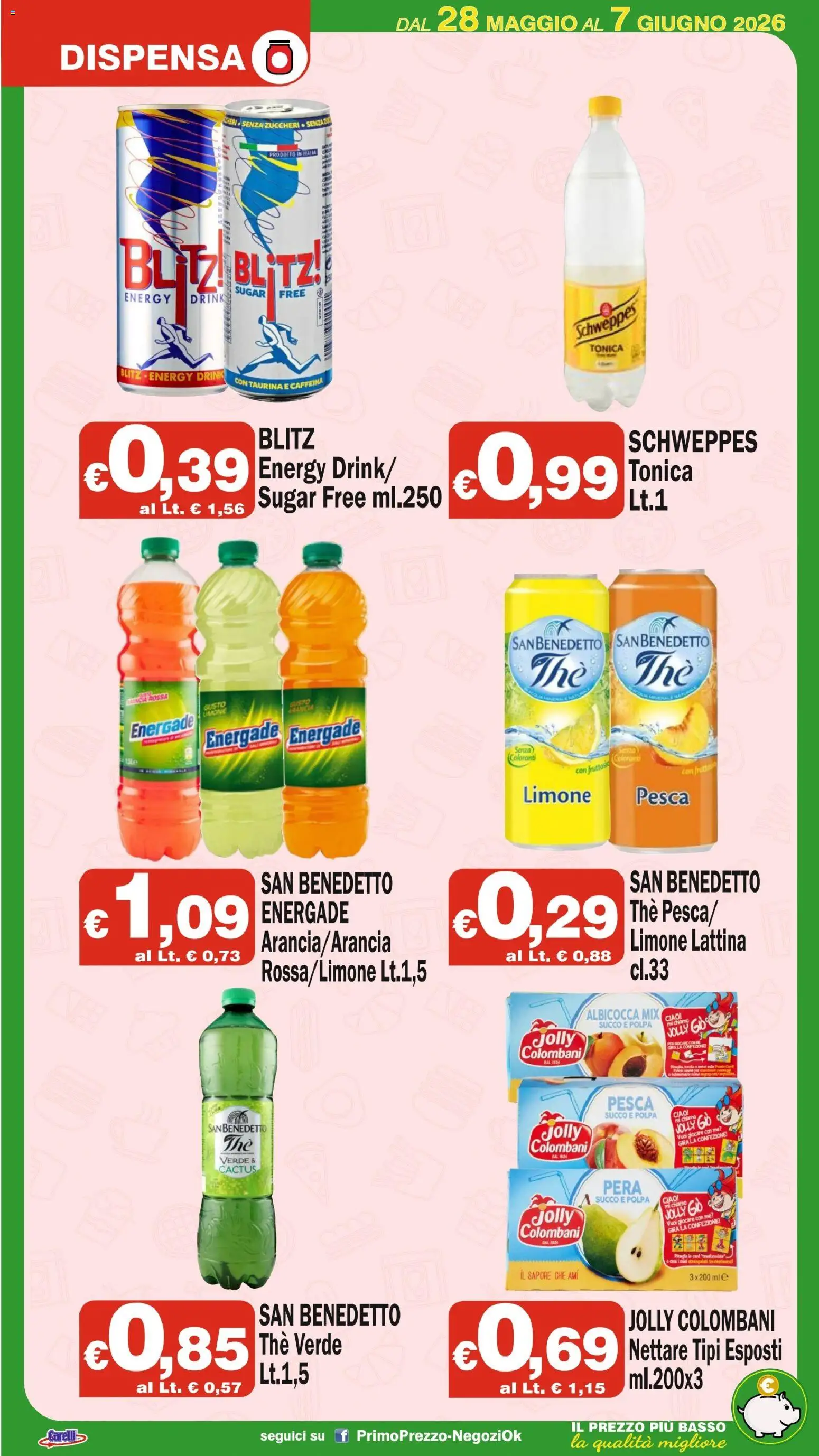 Volantino Primo Prezzo del 28.05.2026 | Pagina: 11 | Prodotti: Succo, Limone, Pera, The