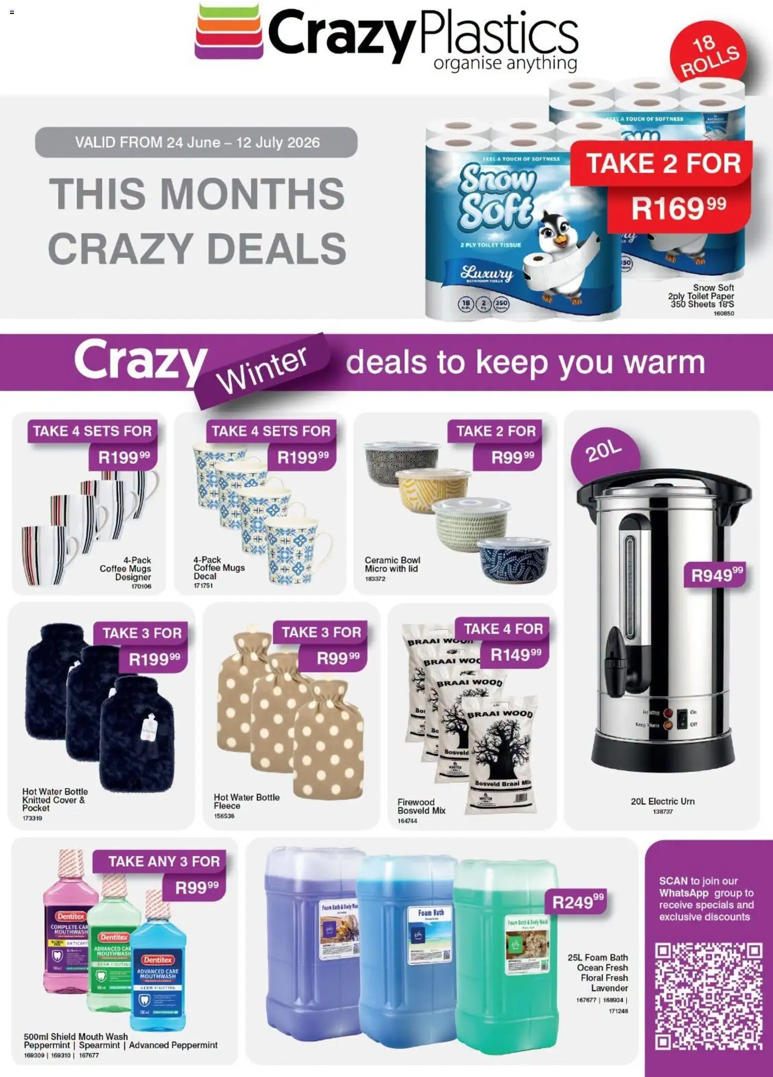 New Crazy Plastics catalogue – valid from 24/06/2026 | Page: 1 | Products: Toilet, Bath, Water, Mouth wash