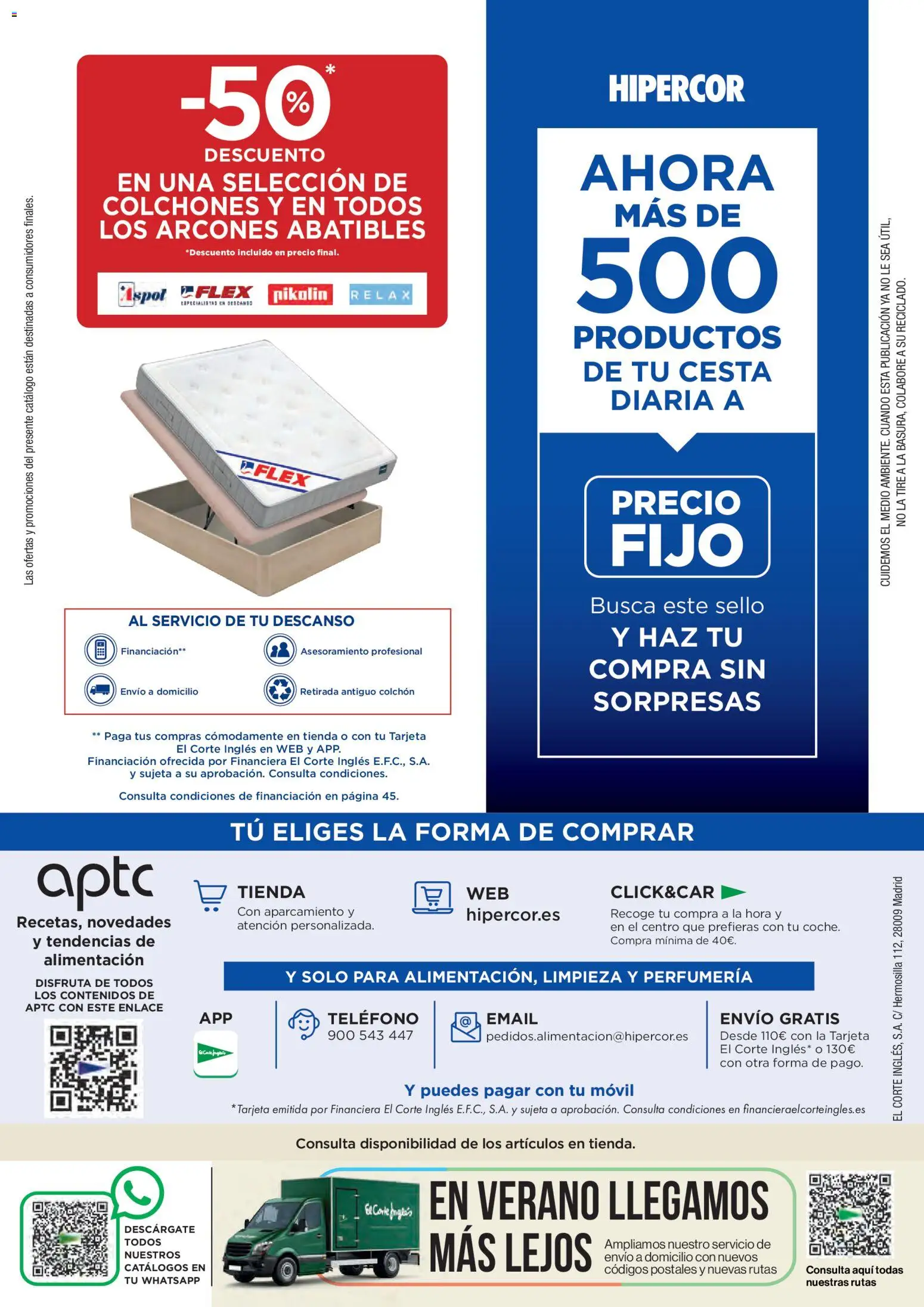 Hipercor catálogo │ válido desde el 30/07/2026 | Página: 48 | Productos: Teléfono, Colchon, Cesta