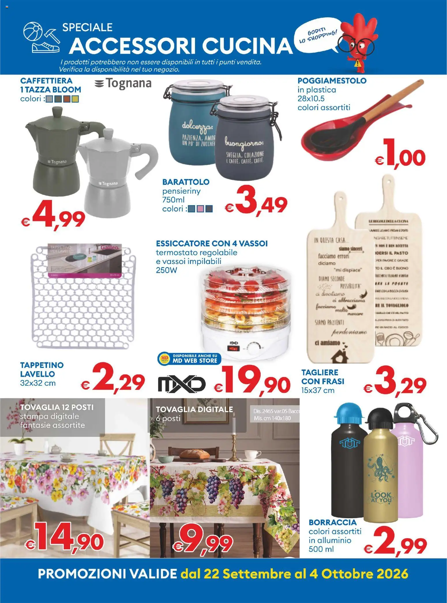Volantino MD Discount del 22/09/2026 | Pagina: 26 | Prodotti: Caffè, Caffettiera, Tagliere, Stampa
