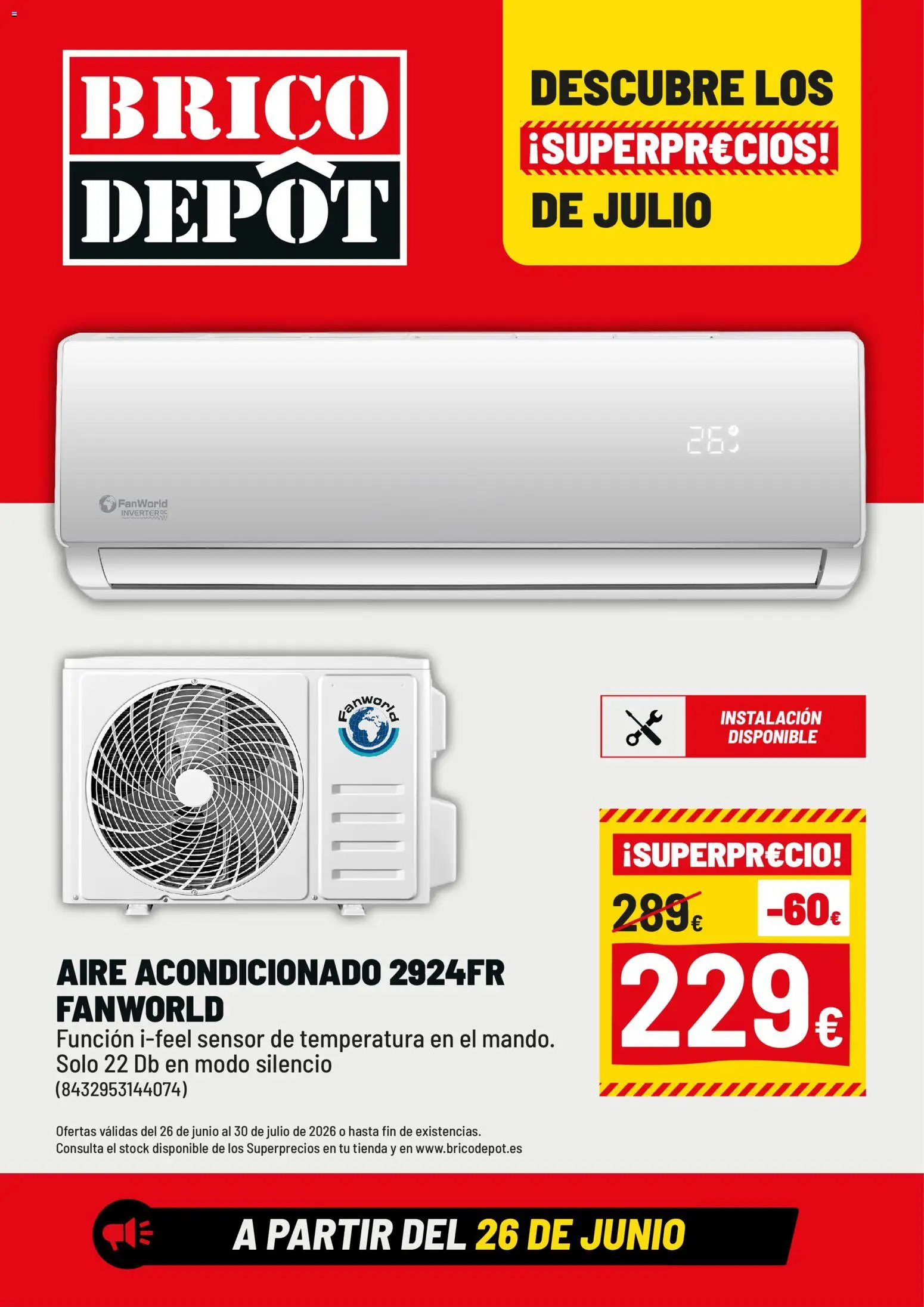 Brico Depôt folleto │ válido desde el 26/06/2026 | Página: 1 | Productos: Aire acondicionado