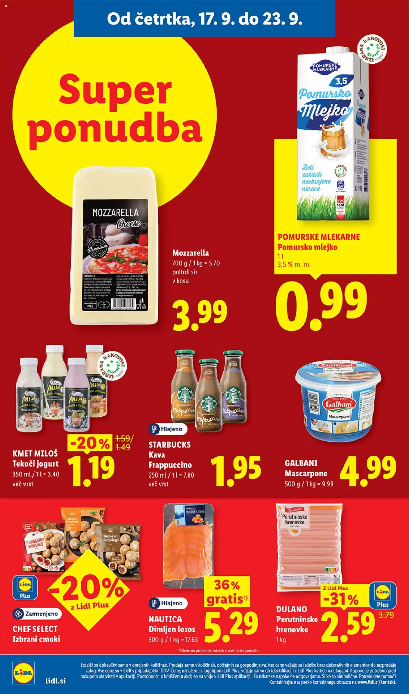 Novi Lidl katalog ponudbe – veljaven od 17.09.2026 | Stran: 10 | Izdelki: Losos, Mozzarella, Sir, Jogurt
