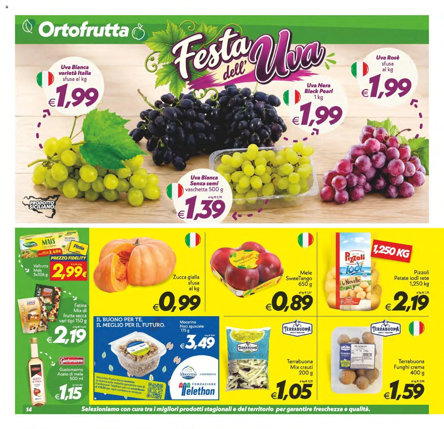 Volantino SuperConveniente del 22/09/2026 | Pagina: 14 | Prodotti: Mele, Frutta, Funghi, Uva