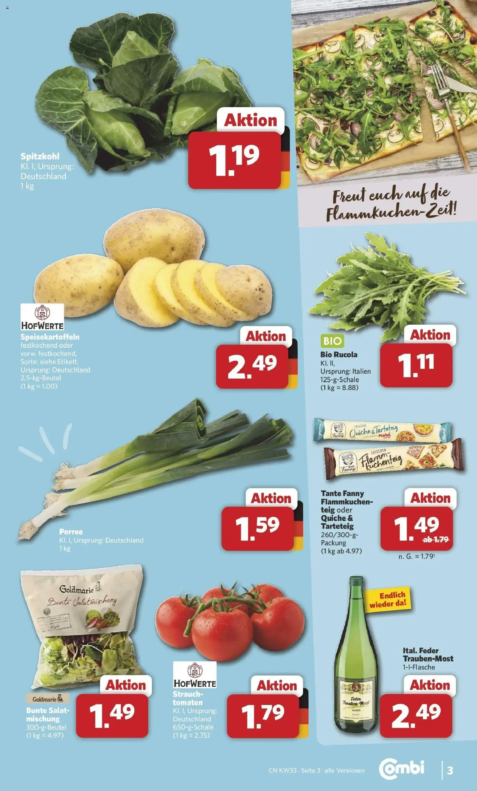 Combi Prospekt Celle (ab 10.08.2026) zum Blättern | Seite: 3 | Produkte: Rucola, Tomaten, Salat