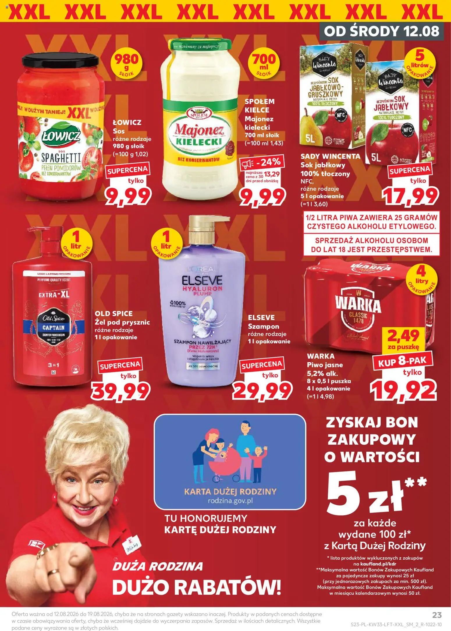 Kaufland gazetka od 12.08.2026 | Strona: 23 | Produkty: Spaghetti, Prysznic, Old spice, Majonez