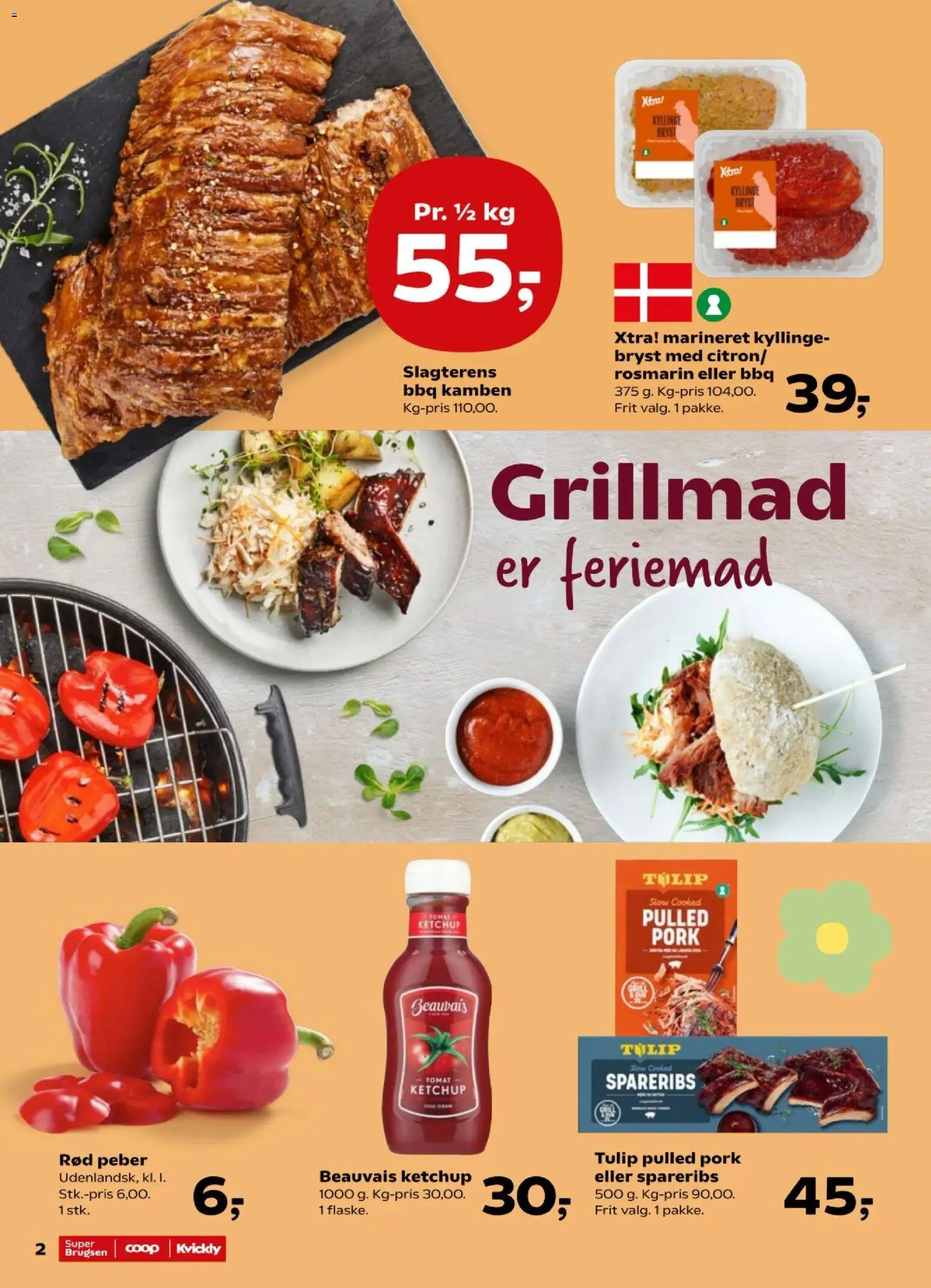 Super Brugsen tilbudsavis – gyldig fra 17/07/2026 | Side: 2 | Produkter: Ketchup, Peber, Spareribs