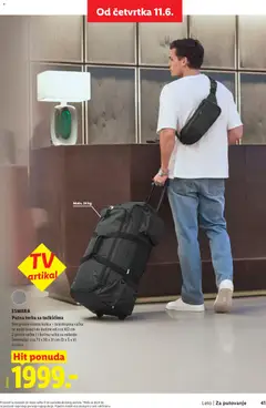ESMARA Putna torba sa točkićima, Integrisani sistem kolica - teleskopska ručka se može izvući do dužine od cca 102 cm. 2 gornje ručke i 1 bočna ručka za nošenje. Dimenzije: cca 73 x 30 x 31 cm (D x Š x V) - pregled Lidl kataloga - važi od 28.05.2026 | Strana: 41