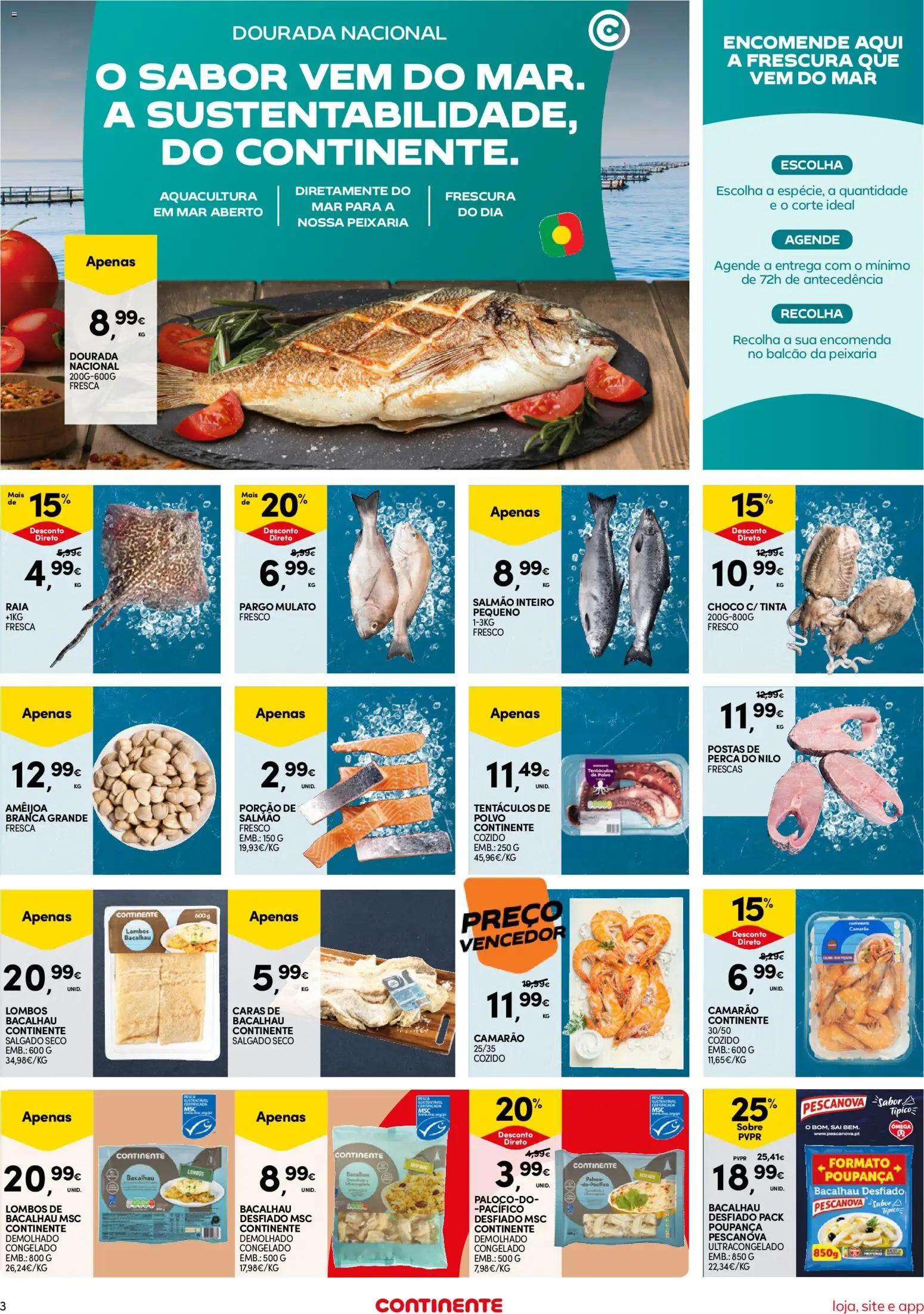Continente folheto Bom Dia │ válido de 06/10/2026 | Página: 3 | Produtos: Dourada, Perca, Tinta, Salmão