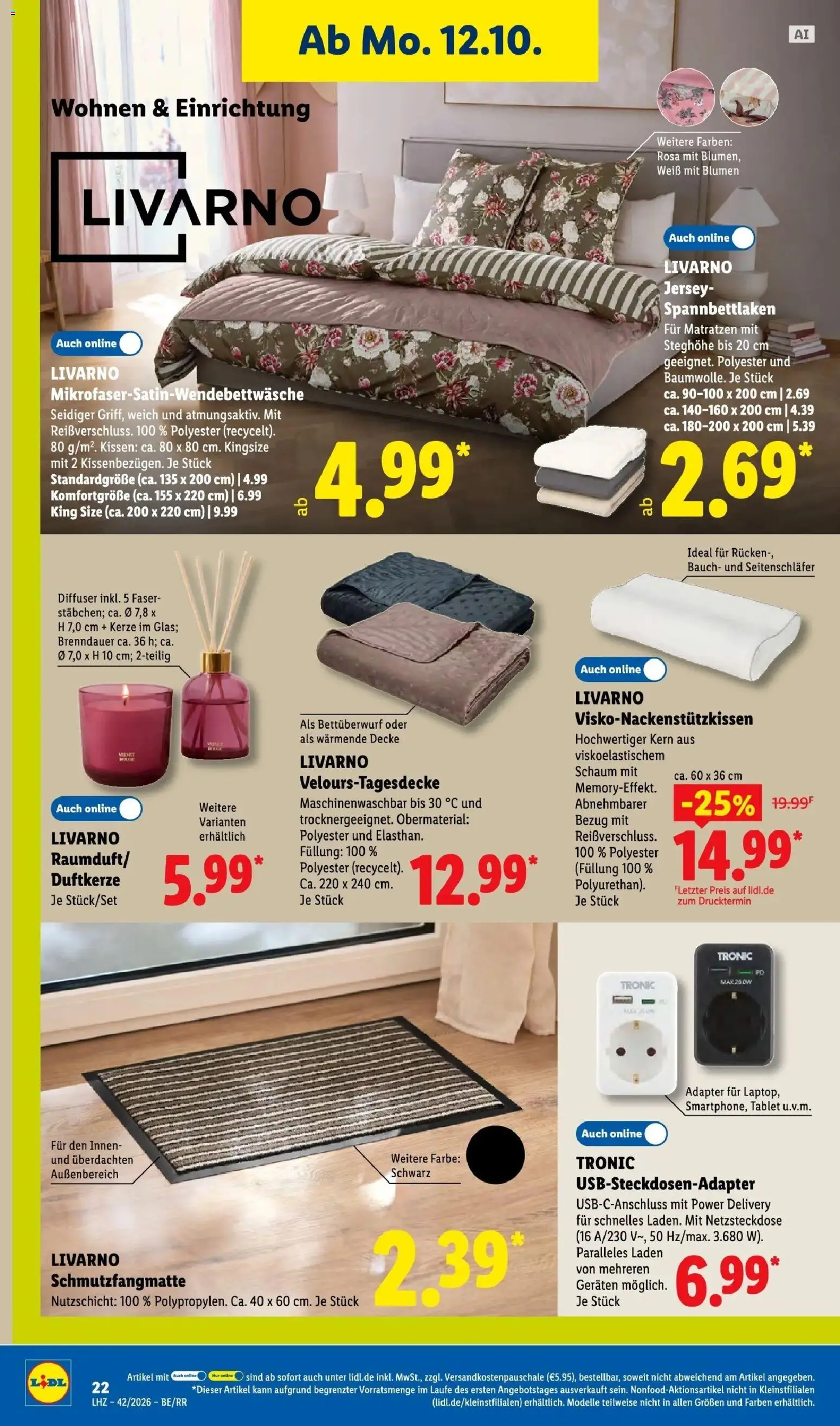Lidl Prospekt Gladbeck-mitte (ab 12.10.2026) zum Blättern » Angebote | Seite: 40 | Produkte: USB, Kissen, Decke, Tablet
