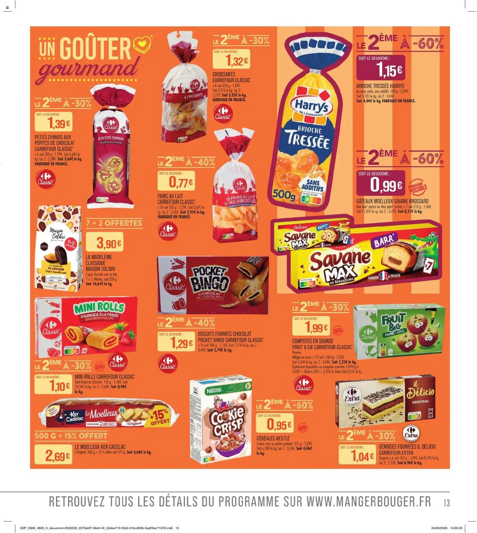 {H1} | Page: 13 | Produits: Fraise, Sucre, Pépites de chocolat, Gourde