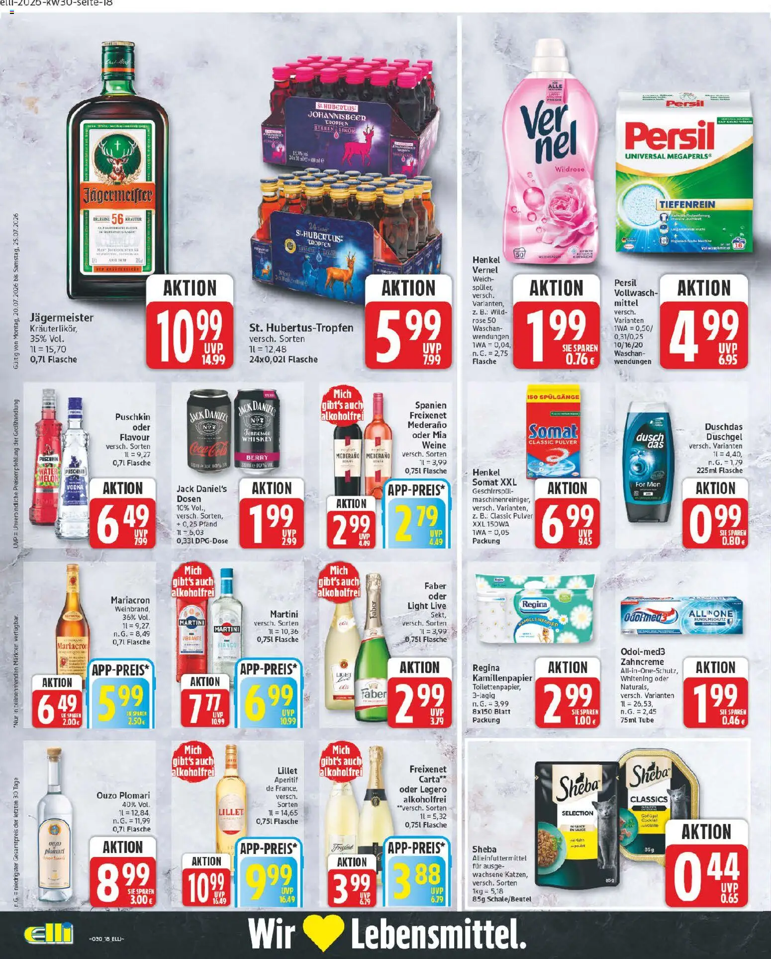 Elli Markt Prospekt – gültig ab 20.07.2026 | Seite: 18 | Produkte: Martini, Lillet, Jägermeister, Vernel