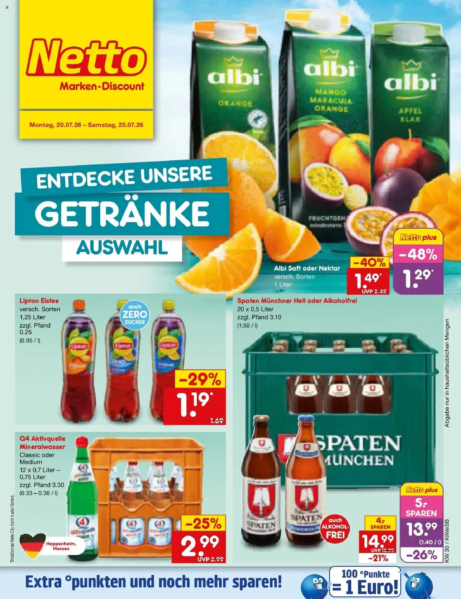 Netto Marken-Discount Prospekt Bad Friedrichshall – gültig ab 20.07.2026 | Seite: 54 | Produkte: Äpfel, Mineralwasser, Zucker, Saft