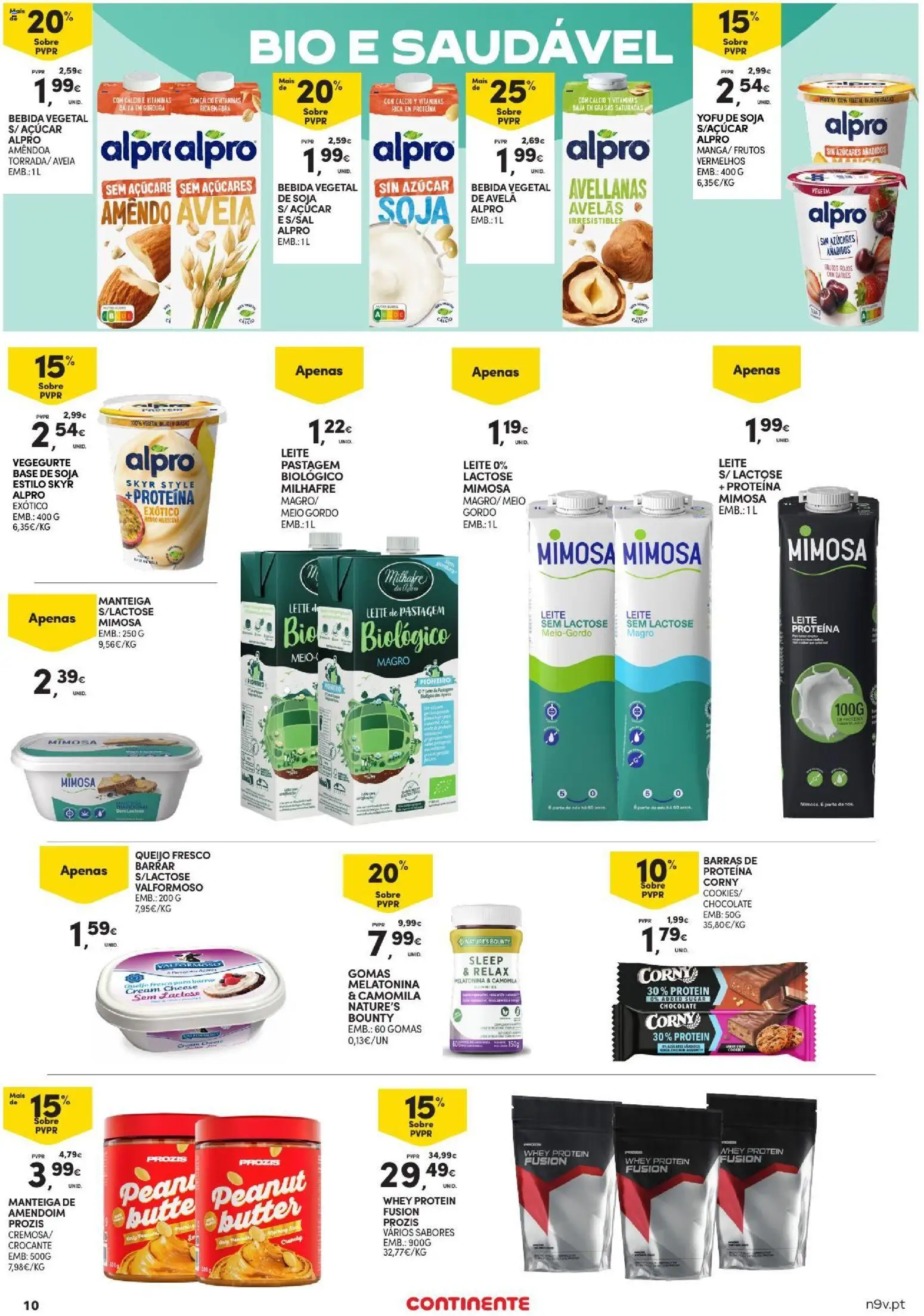 Continente Açores │ válido de 20/08/2026 | Página: 10 | Produtos: Aveia, Leite sem lactose, Cream cheese, Melatonina