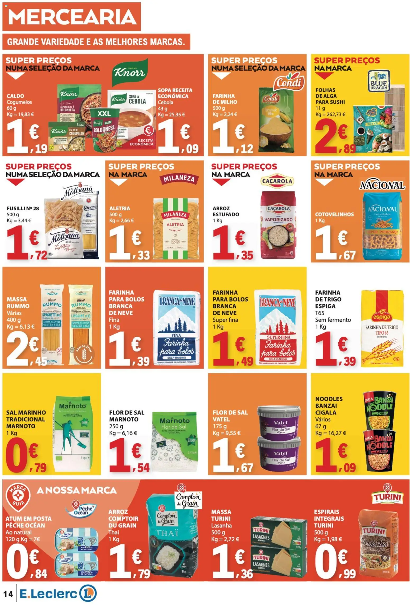 E.Leclerc folheto │ válido de 10/09/2026 | Página: 14 | Produtos: Esparguete, Milaneza, Lasanha, Massa