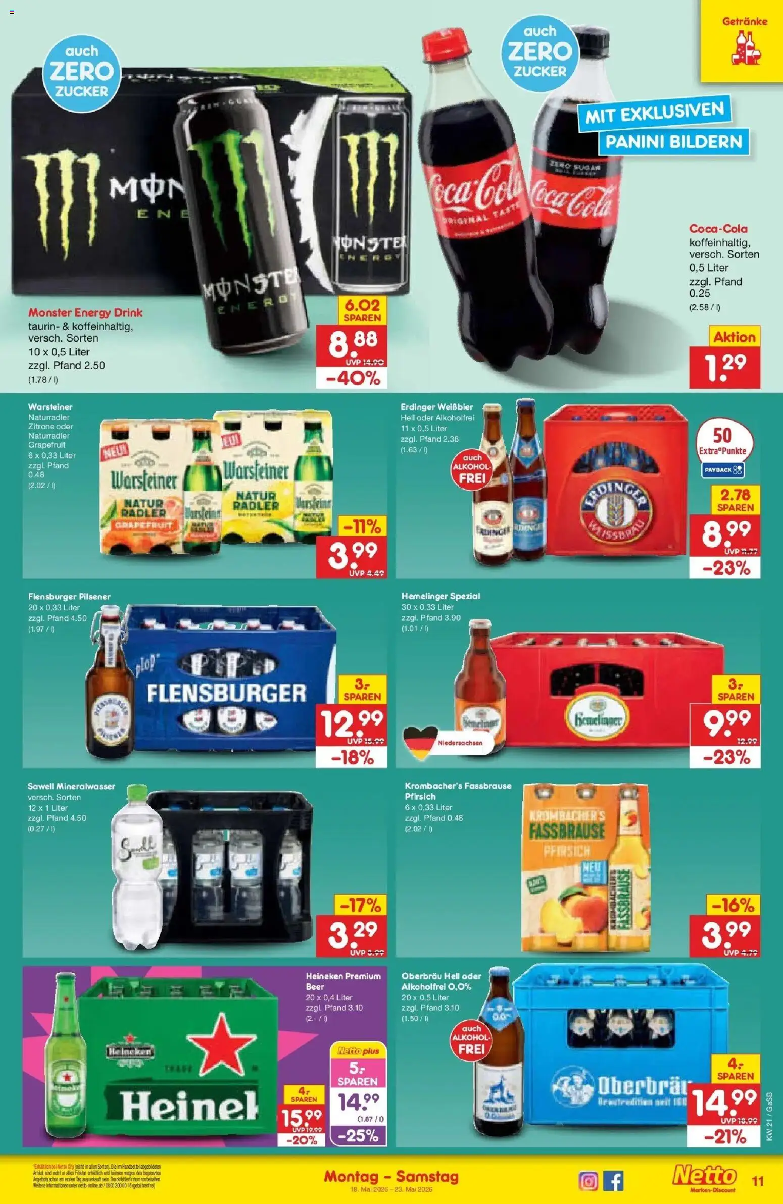 Netto Marken-Discount Prospekt Bremen-Lesum	 – gültig ab 18.05.2026 | Seite: 11 | Produkte: Radler, Zucker, Warsteiner, Fassbrause