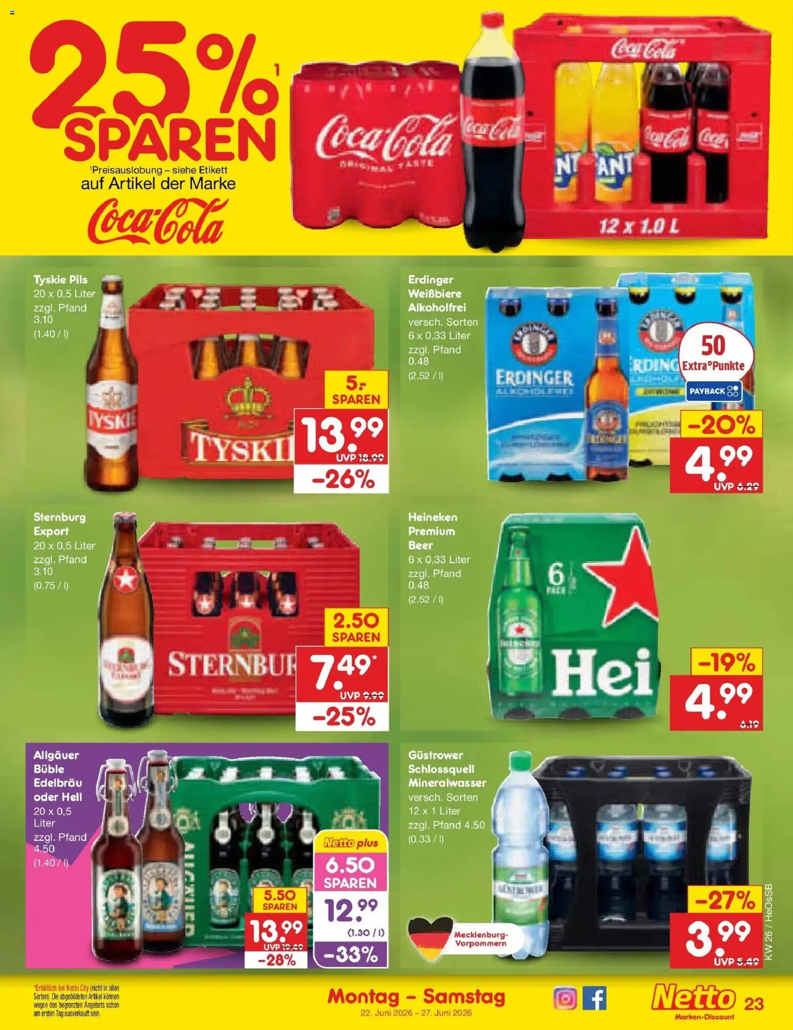 Netto Marken-Discount Prospekt Kröpelin – gültig ab 21.06.2026 | Seite: 31 | Produkte: Tyskie, Erdinger, Mineralwasser, Heineken