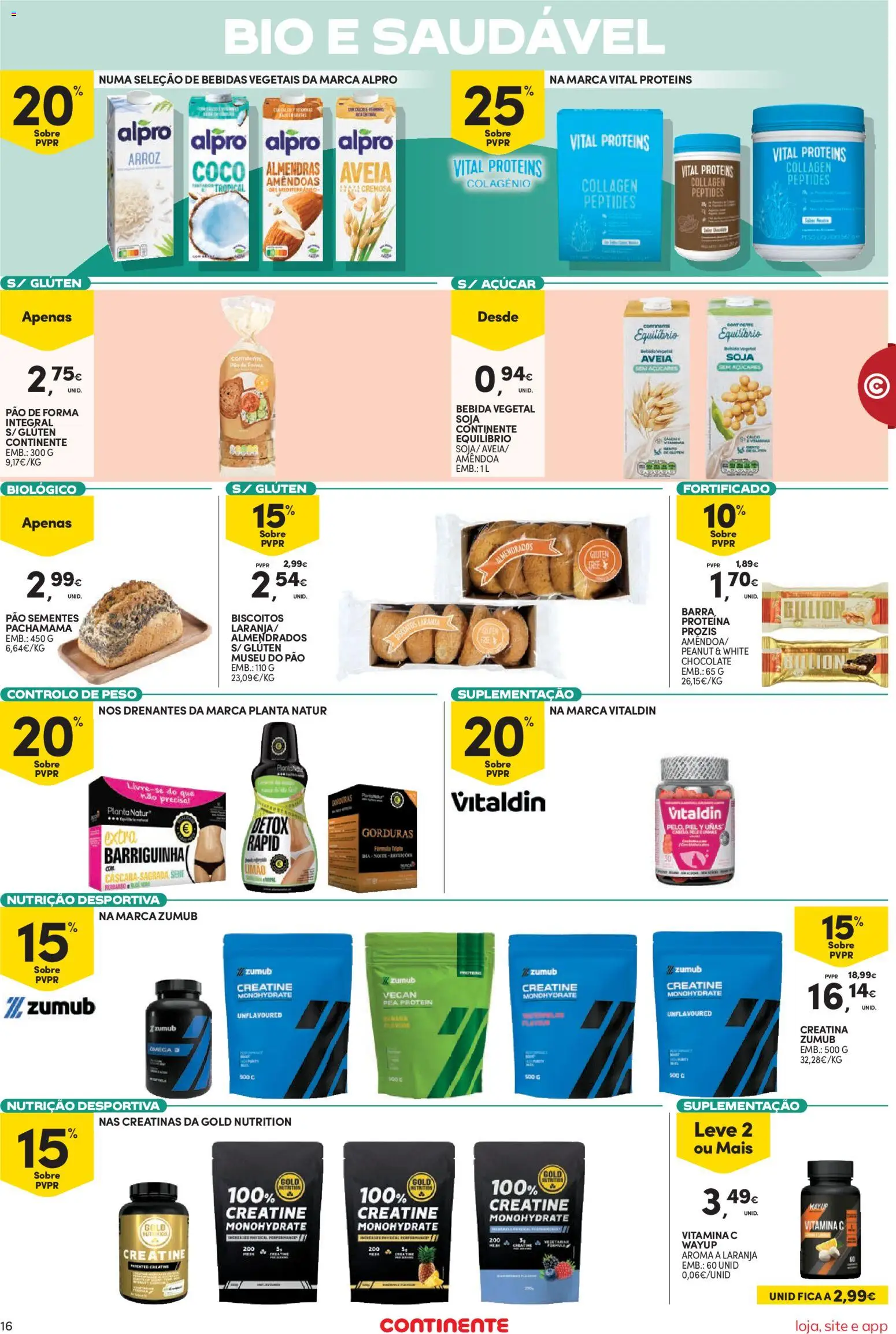 Continente Semanal Continente Bom Dia │ válido de 21/07/2026 | Página: 16 | Produtos: Soja, Amêndoas, Arroz, Proteina