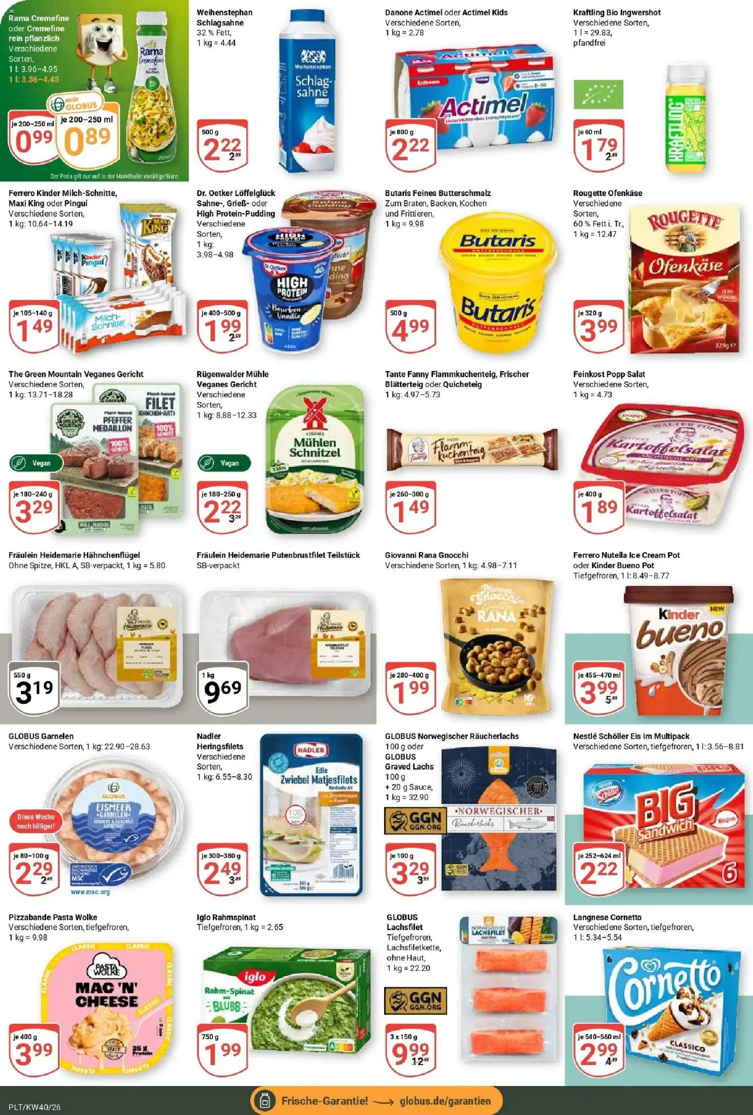 Globus Prospekt Plattling (ab 28.09.2026) » Angebote online | Seite: 13 | Produkte: Gnocchi, Lachs, Räucherlachs, Eis