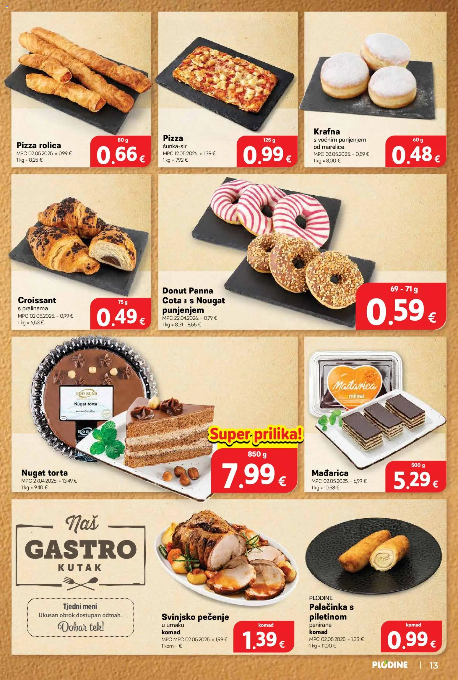 Plodine katalog | vrijedi od 20.05.2026 | Stranica: 15 | Proizvodi: Pizza, Marelice, Torta