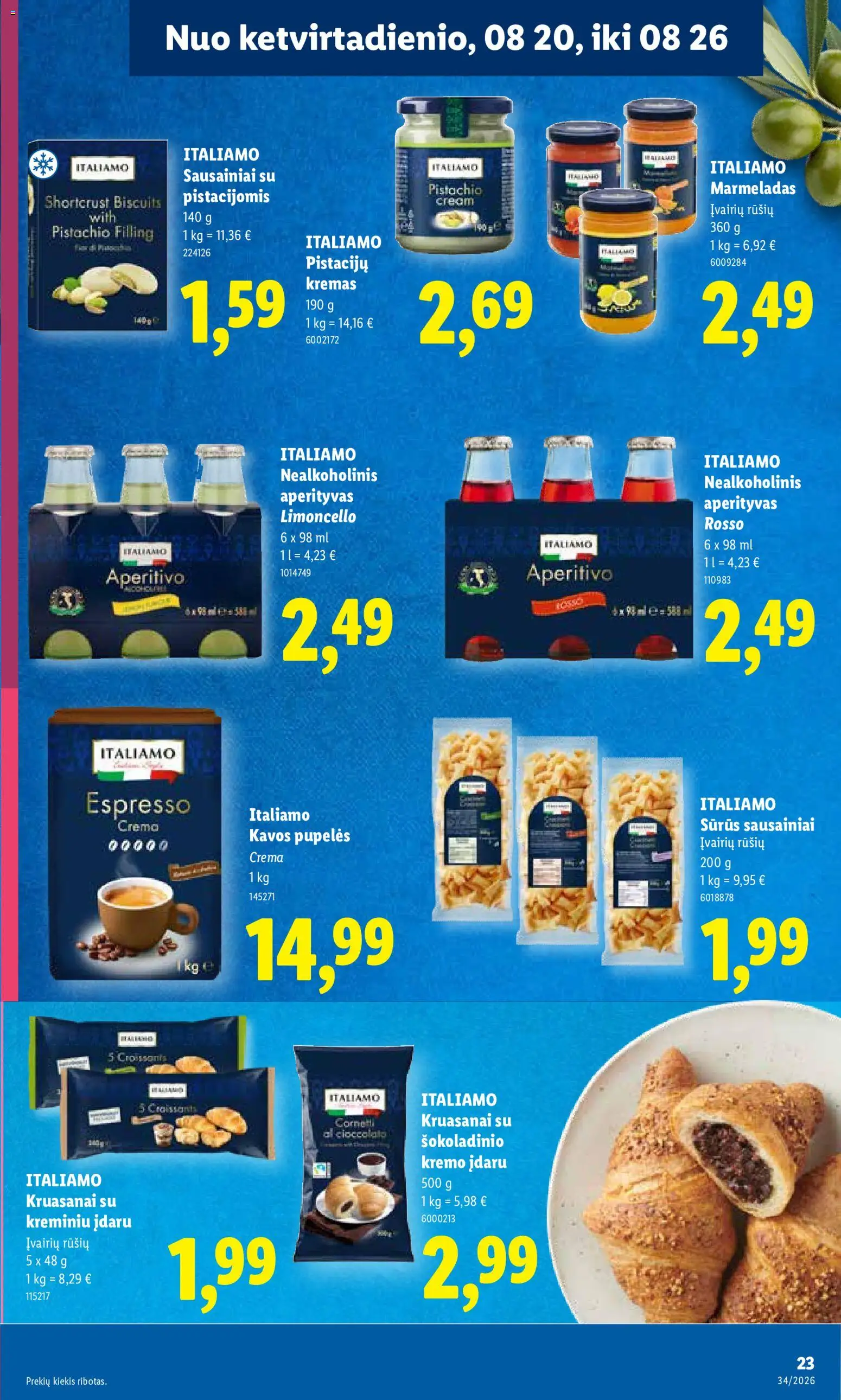 LIDL akcijos nuo 2026.08.17 | Puslapis: 23 | Prekių: Sausainiai, Pupelės, Kavos pupelės, Kremas