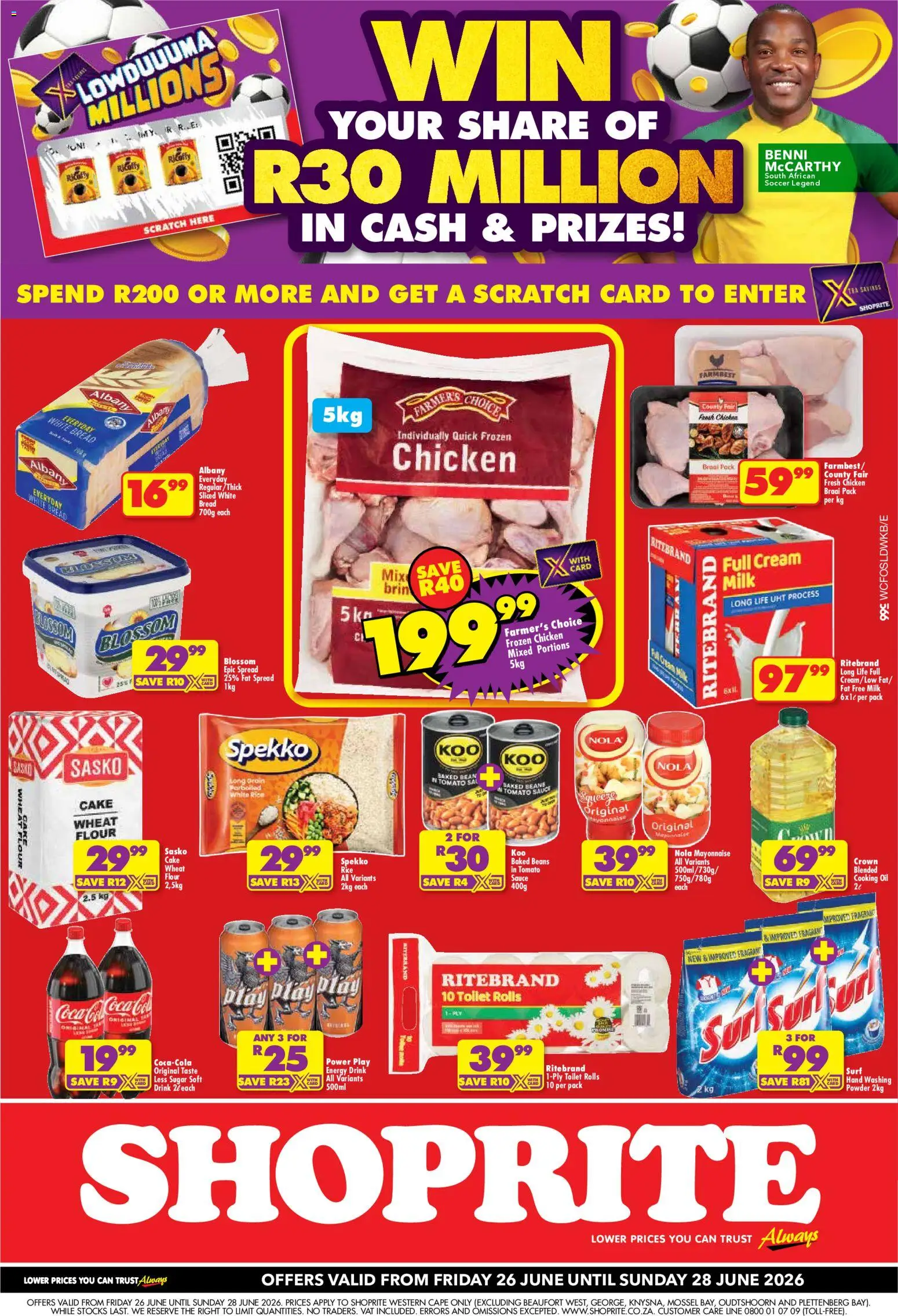 New Shoprite catalogue – valid from 26/06/2026 | Page: 1 | Products: Toilet, Bread, Chicken, Fat spread
