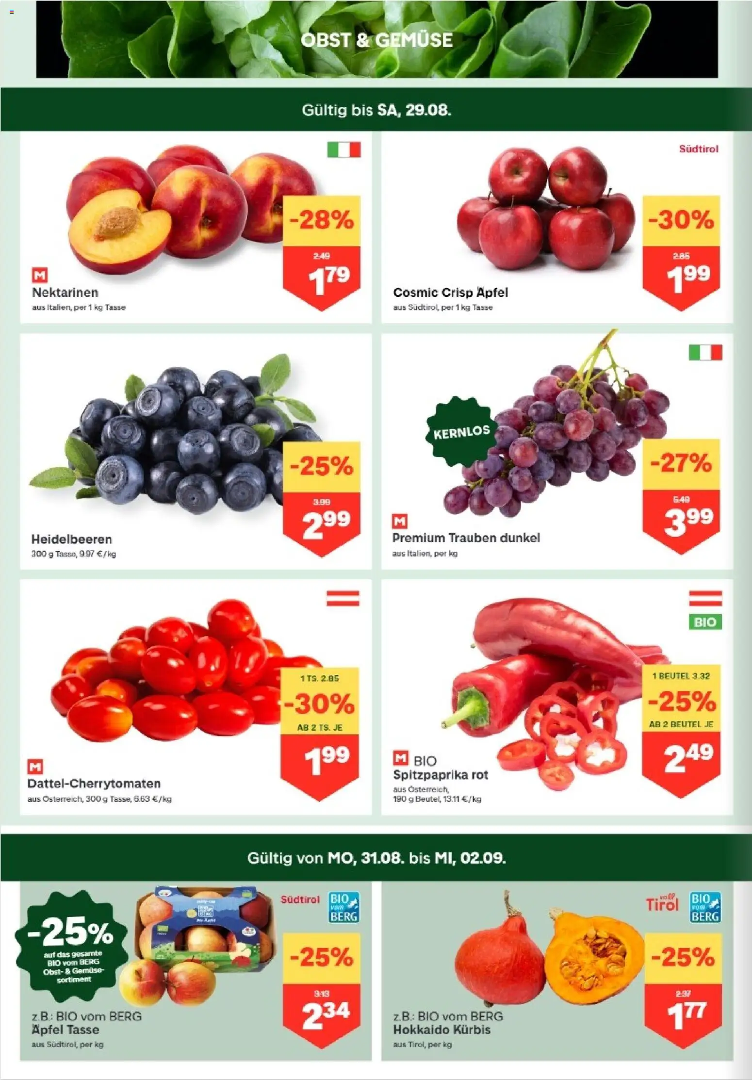 MPREIS Lenzing gültig ab 27.08.2026 | Seite: 2 | Produkte: Gemüse, Obst, Kürbis, Äpfel