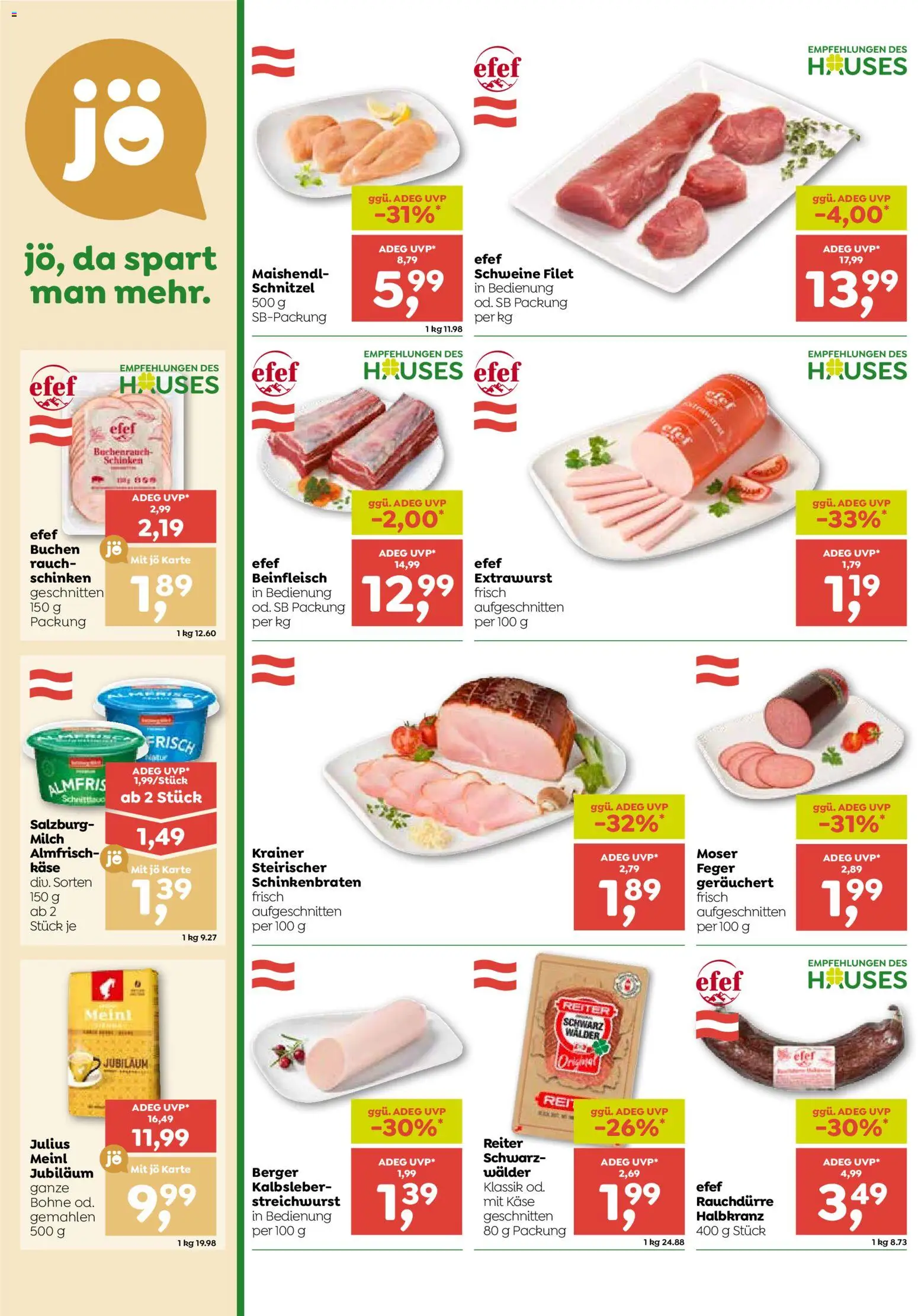 ADEG Flugblatt gültig ab 22.10.2026 | Seite: 4 | Produkte: Bohne, Milch, Käse, Schinken
