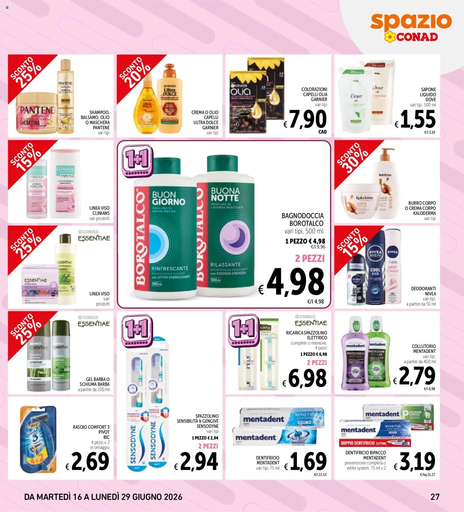 Volantino Spazio Conad del 16.06.2026 | Pagina: 27 | Prodotti: Sapone, Dentifricio, Burro, Lavanda