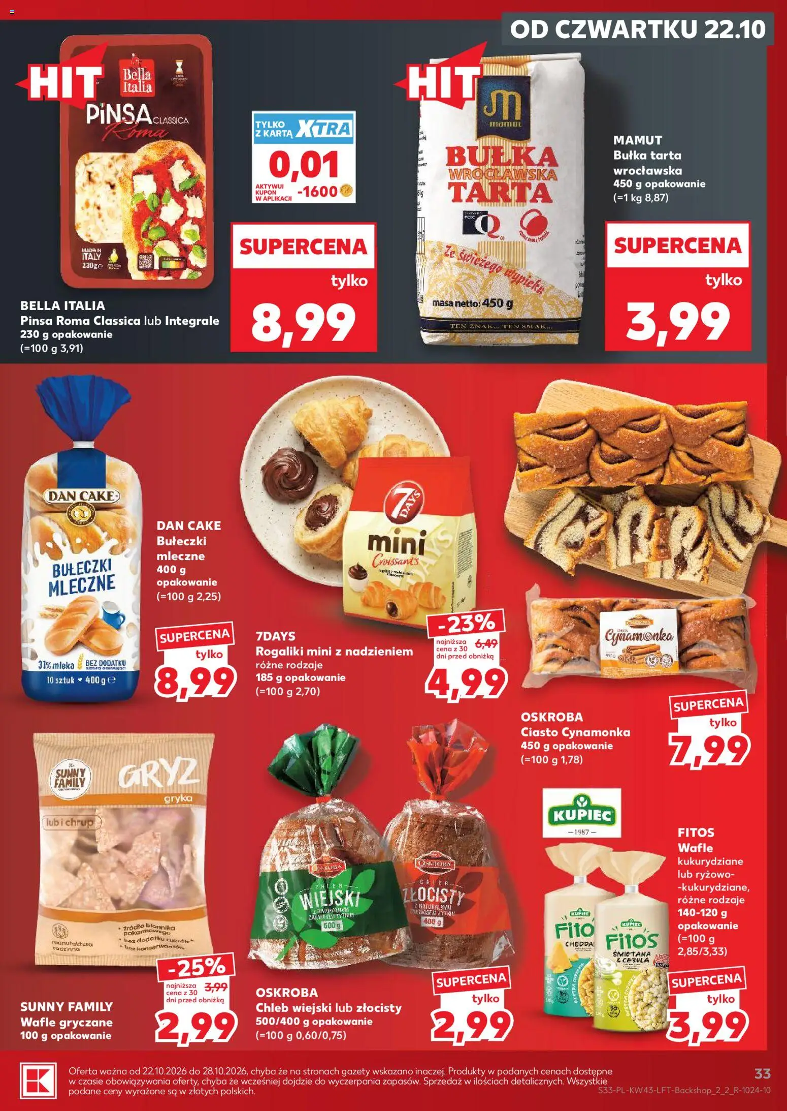 Kaufland gazetka od 22.10.2026 | Strona: 33 | Produkty: Wafle, Mleka, Gazety, Bułka wrocławska
