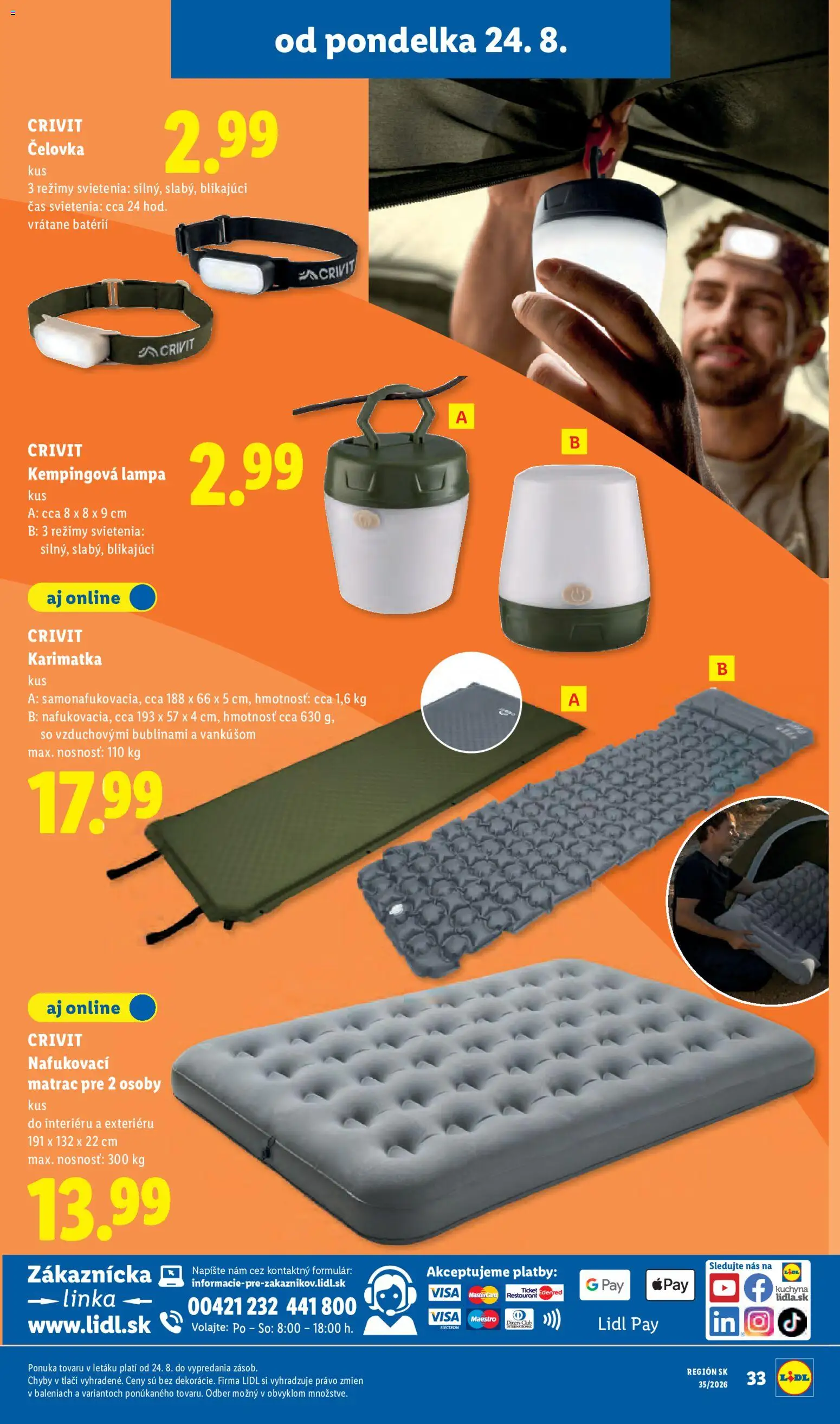 Nové Lidl akcie – leták je platný od 24.08.2026 | Strana: 43 | Produkty: Matrac, Kuchyňa, Lampa, Nafukovací matrac