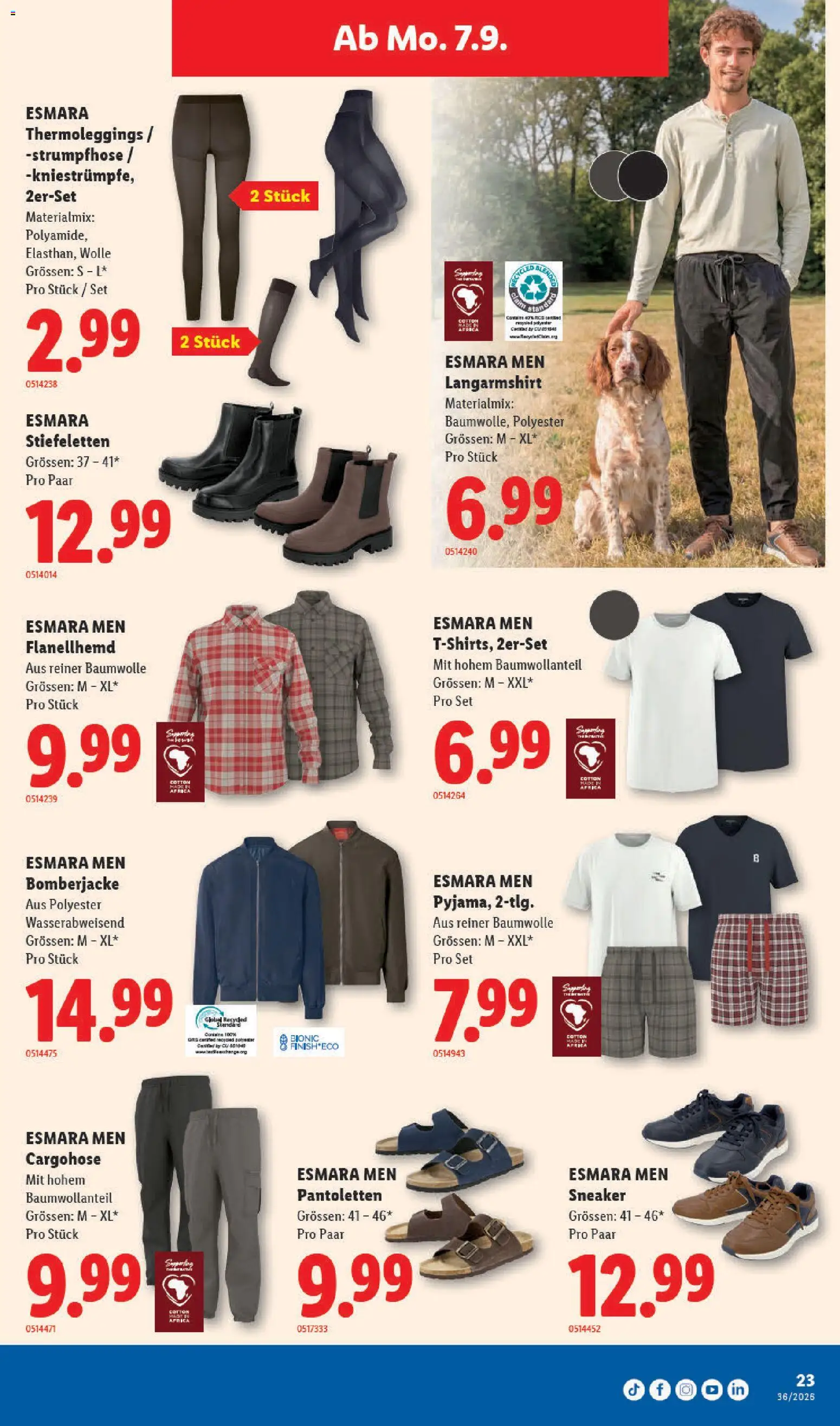 Lidl aktionen – gültig ab 03.09.2026 | Seite: 29 | Produkte: Cargohose, Strumpfhose, Shirt, Langarmshirt