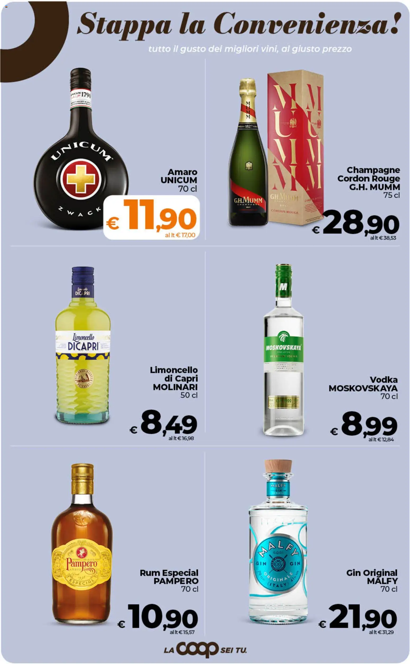 Volantino Ipercoop del 11/08/2026 | Pagina: 44 | Prodotti: Gin, Rum, Champagne, Limoncello