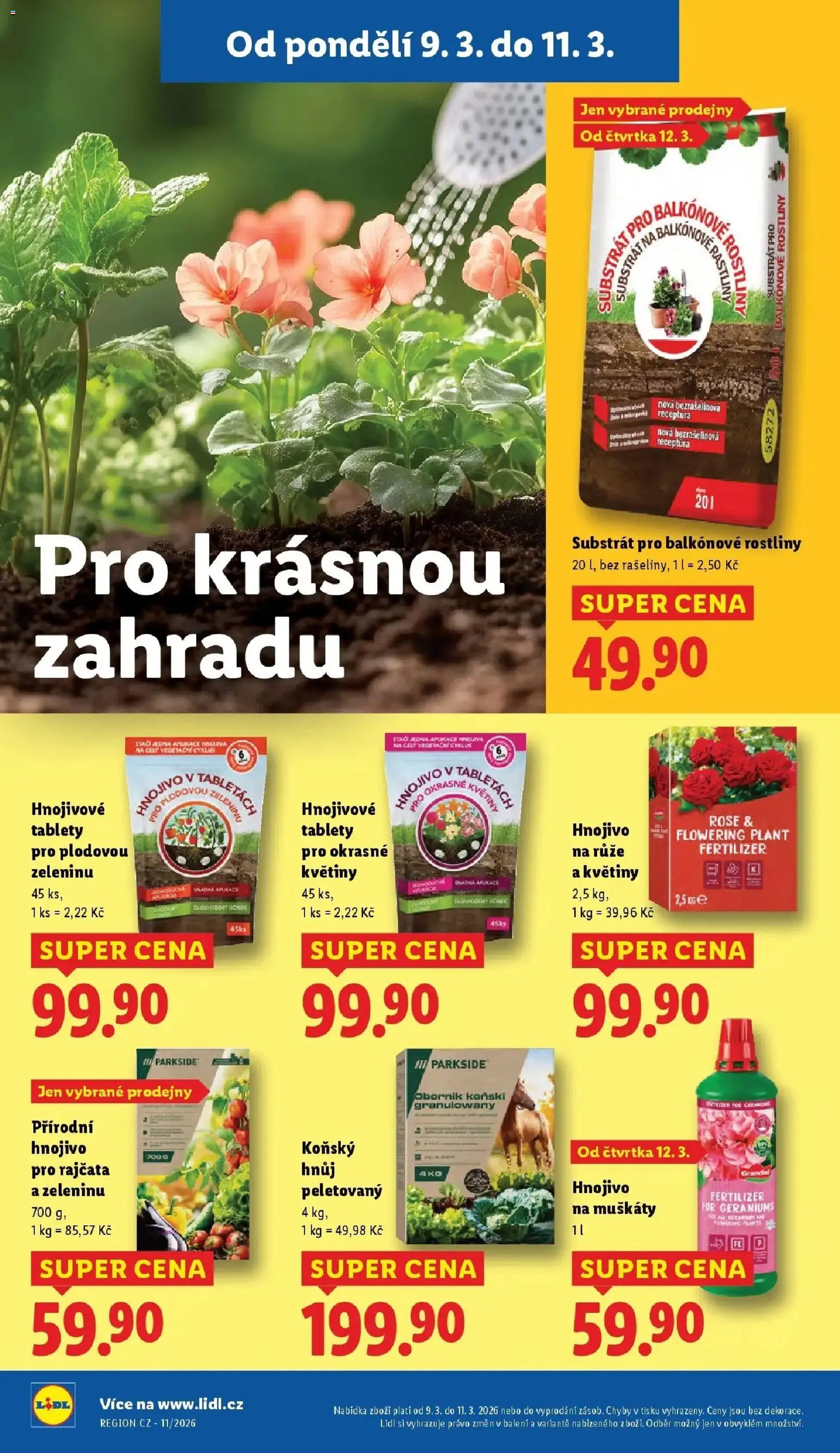 Lidl aktuální leták od 09.03.2026 | Strana: 27 | Produkty: Muškáty, Parkside, Rajčata, Hnojivo