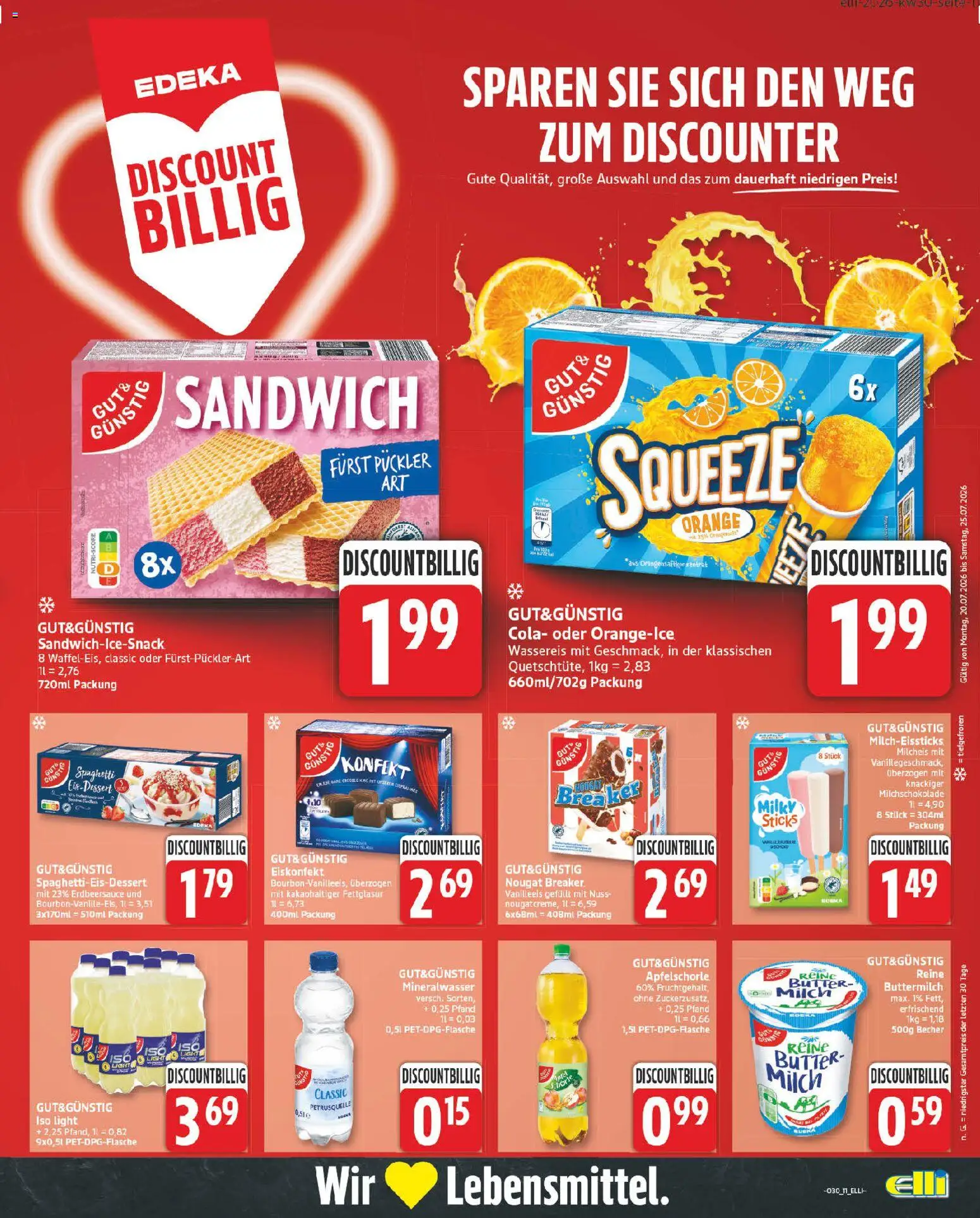 Elli Markt Prospekt – gültig ab 20.07.2026 | Seite: 11 | Produkte: Buttermilch, Cola, Milch, Mineralwasser