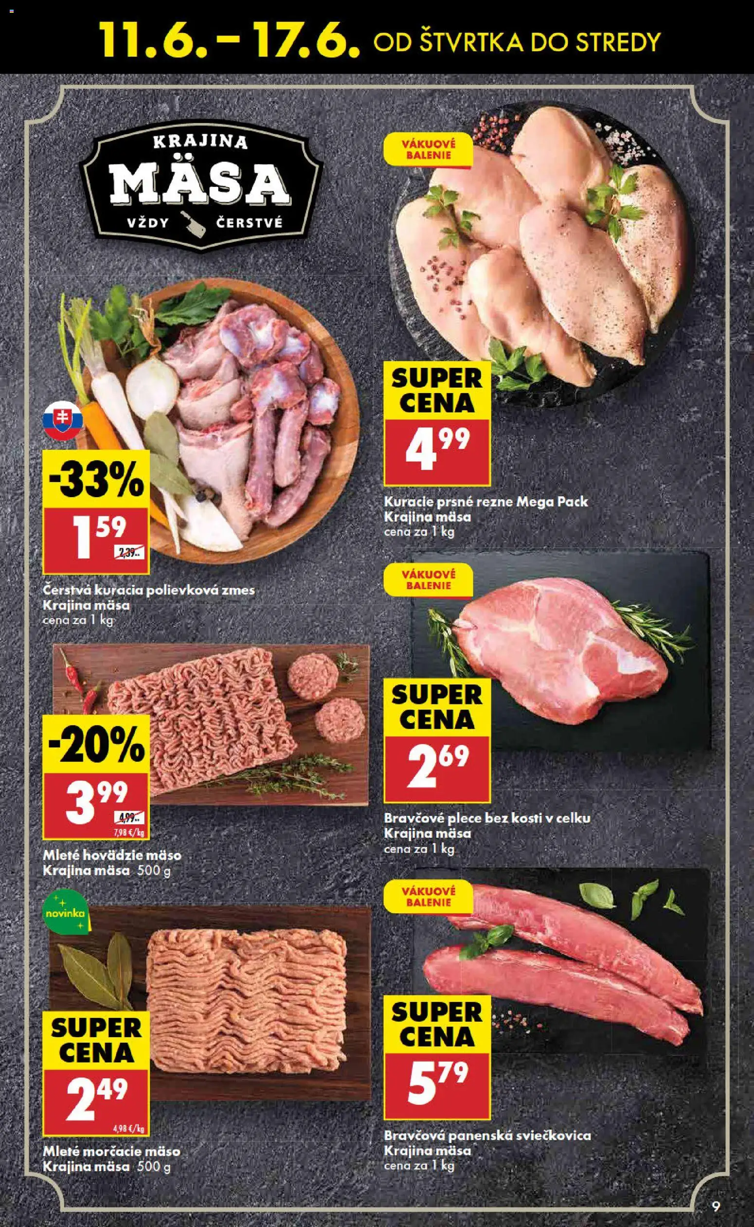 Nové Biedronka akcie – leták je platný od 11.06.2026 | Strana: 9 | Produkty: Hovädzie mäso, Bravčové plece