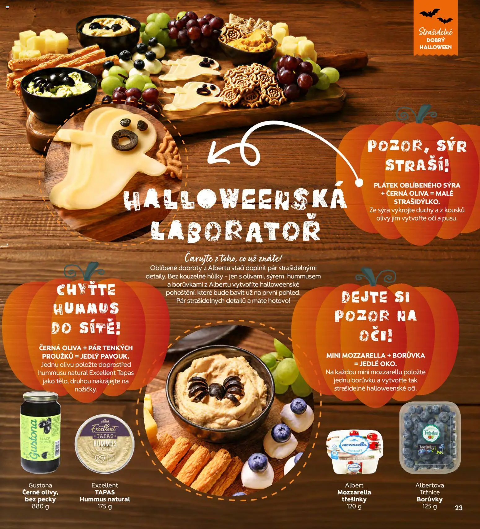 Albert magazín od 01.10.2026 | Strana: 23 | Produkty: Hummus, Sýr, Olivy, Mozzarella