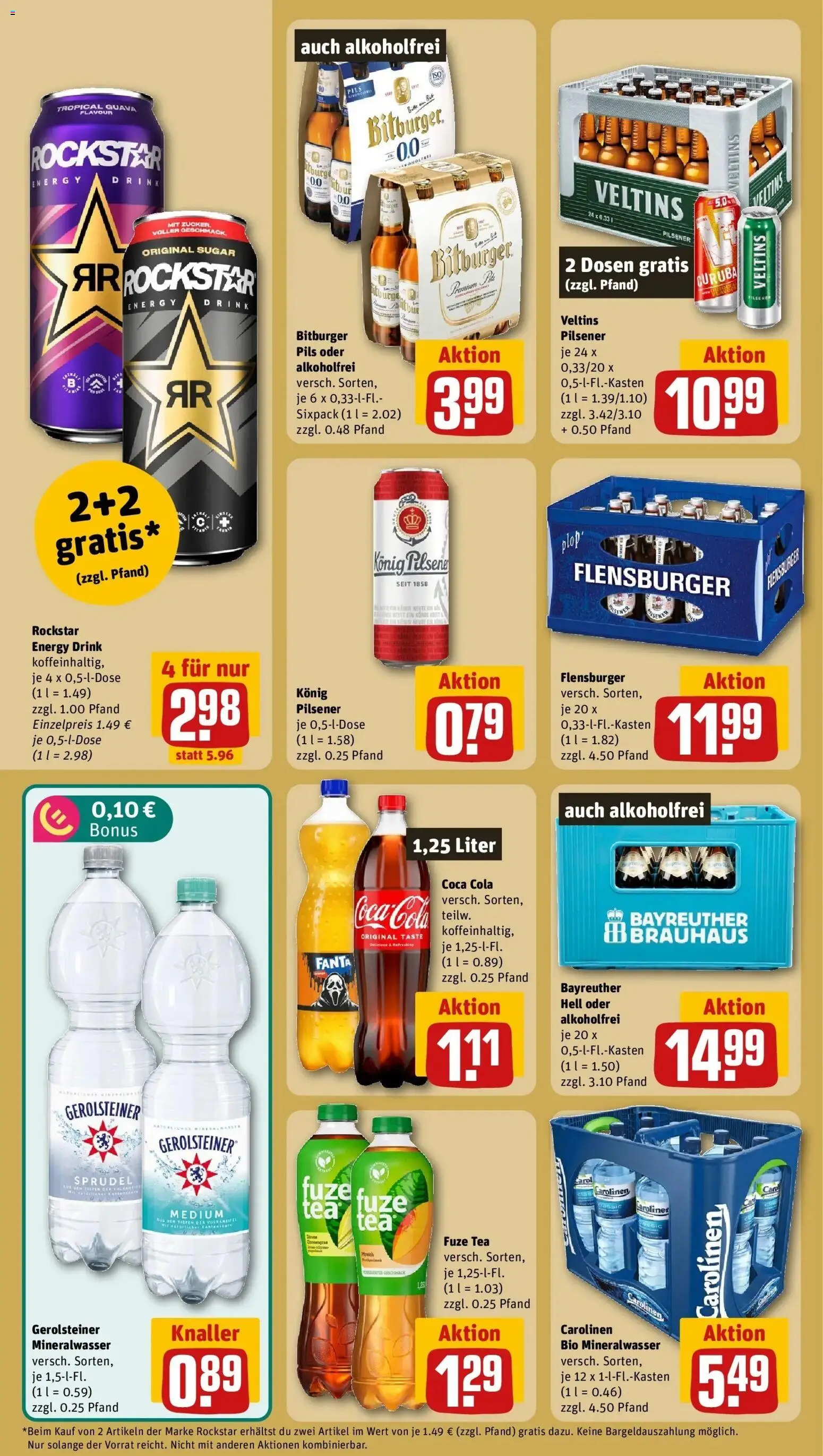 REWE Prospekt ab 07.09.2026 zum Blättern » Angebote | Seite: 18 | Produkte: Rockstar energy, Cola, Pils, Mineralwasser