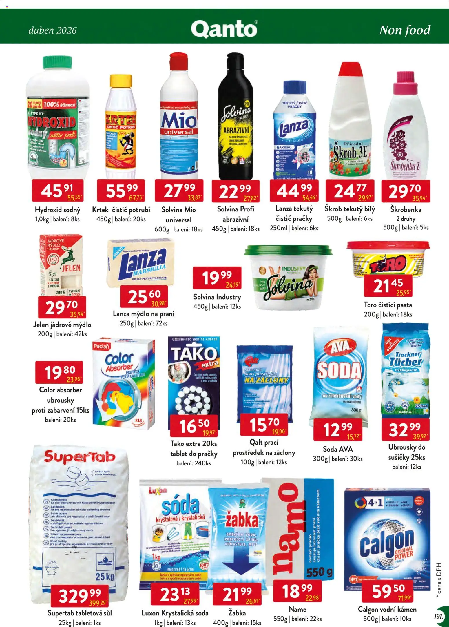 Astur & Qanto leták - Velkoobchod 04/2026 od 01.04.2026 | Strana: 191 | Produkty: Záclony, Tablet, Hydroxid sodný, Calgon
