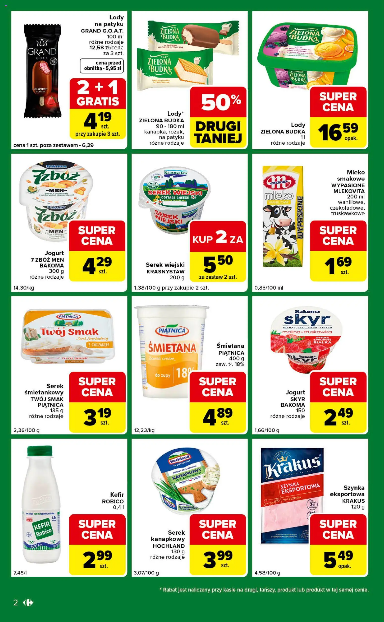 Carrefour gazetka - Express od 14.04.2026 | Strona: 2 | Produkty: Kefir robico, Szynka, Serek wiejski, Mleko