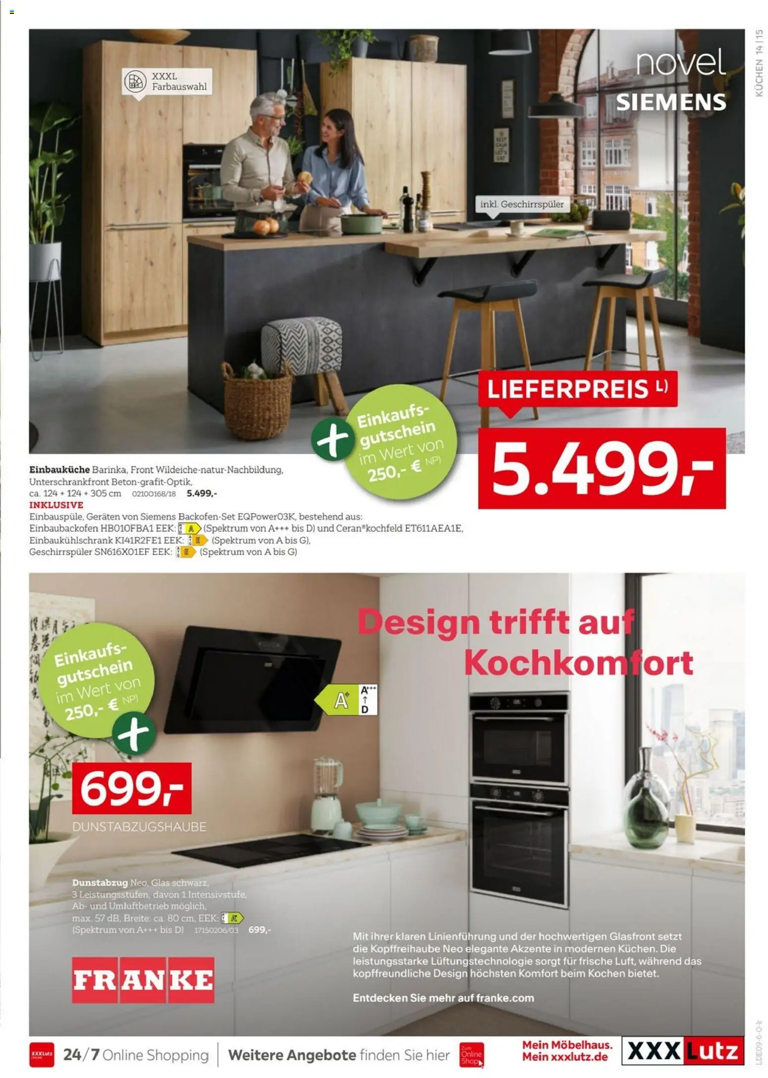 XXXLutz Nr. 1 bei Küchen – gültig ab 05.09.2026 | Seite: 15 | Produkte: Siemens, Geschirrspüler, Einbauküche, Dunstabzug