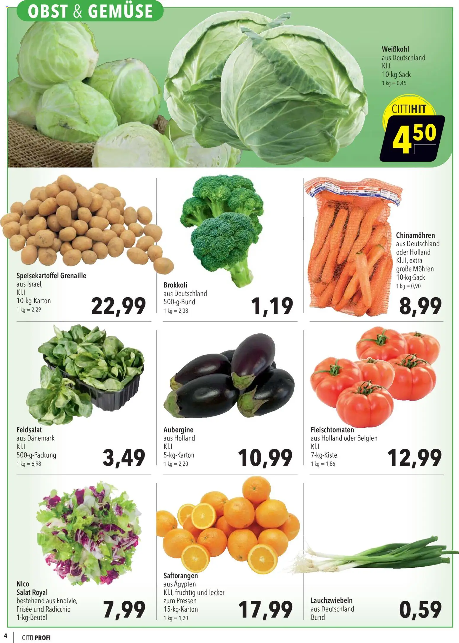 CITTI Markt Aktuelle Angebote für Profis – gültig ab 01.07.2026 | Seite: 4 | Produkte: Mohren, Gemüse, Obst, Brokkoli