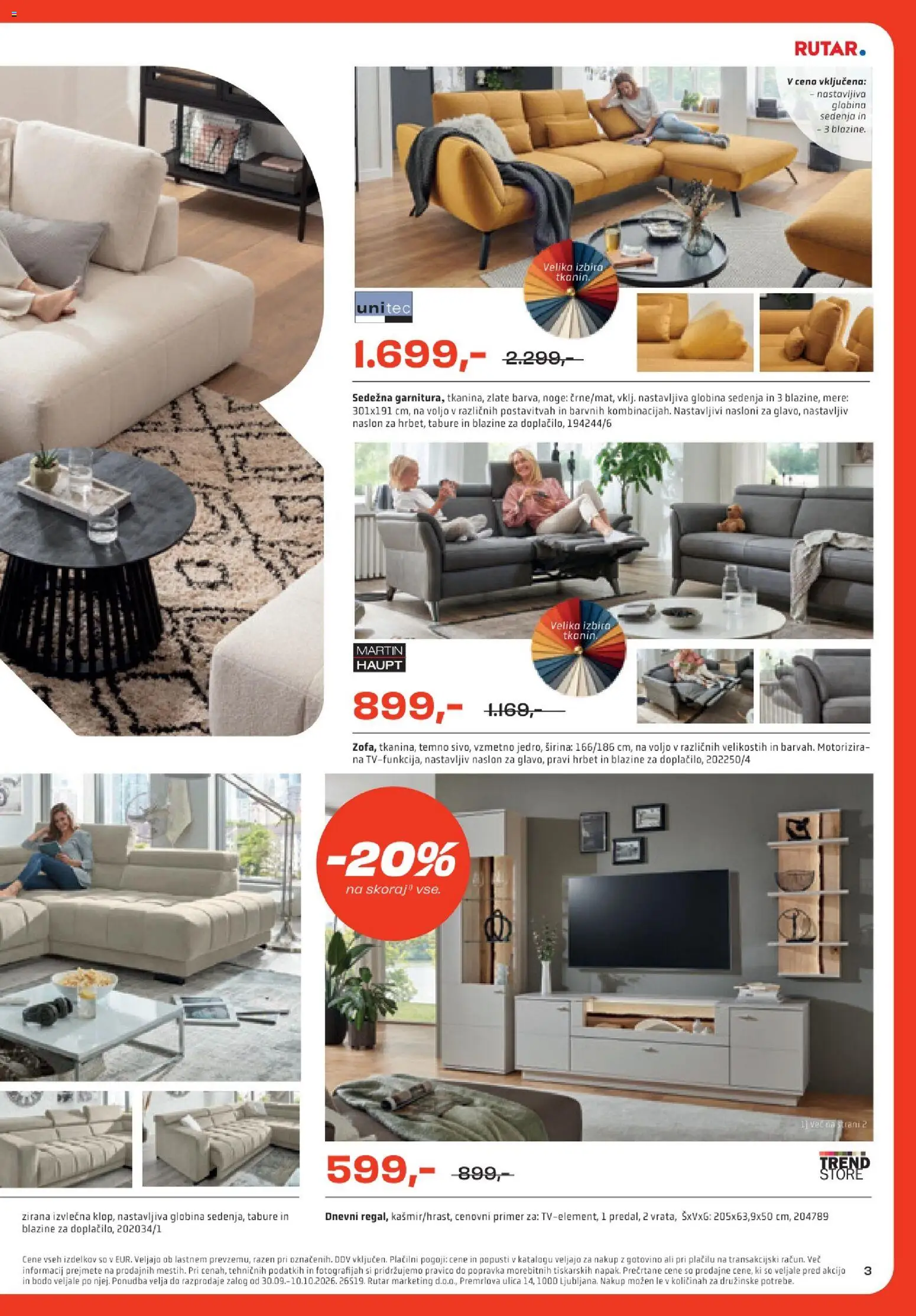 Novi Rutar katalog ponudbe – veljaven od 29.09.2026 | Stran: 3 | Izdelki: Tabure
