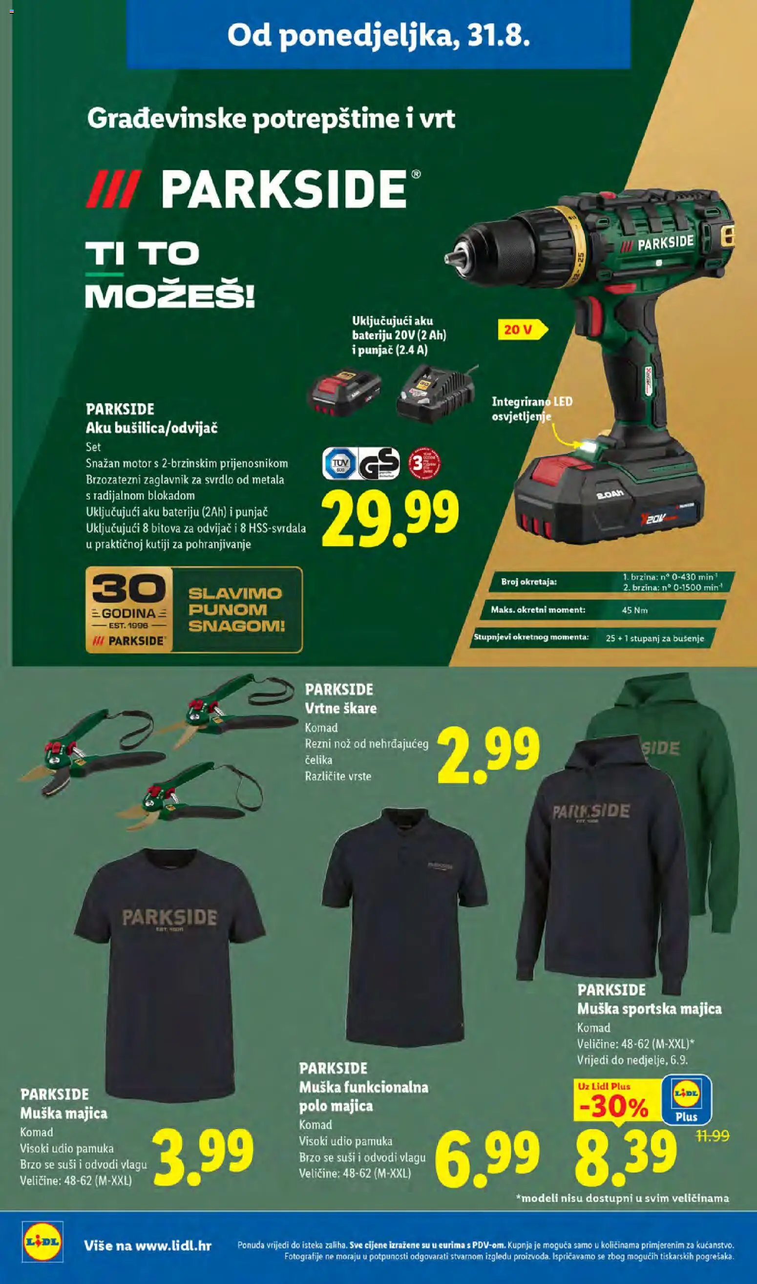 Lidl katalog | vrijedi od 31.08.2026 | Stranica: 24 | Proizvodi: Led, Škare, Muška majica, Odvijač