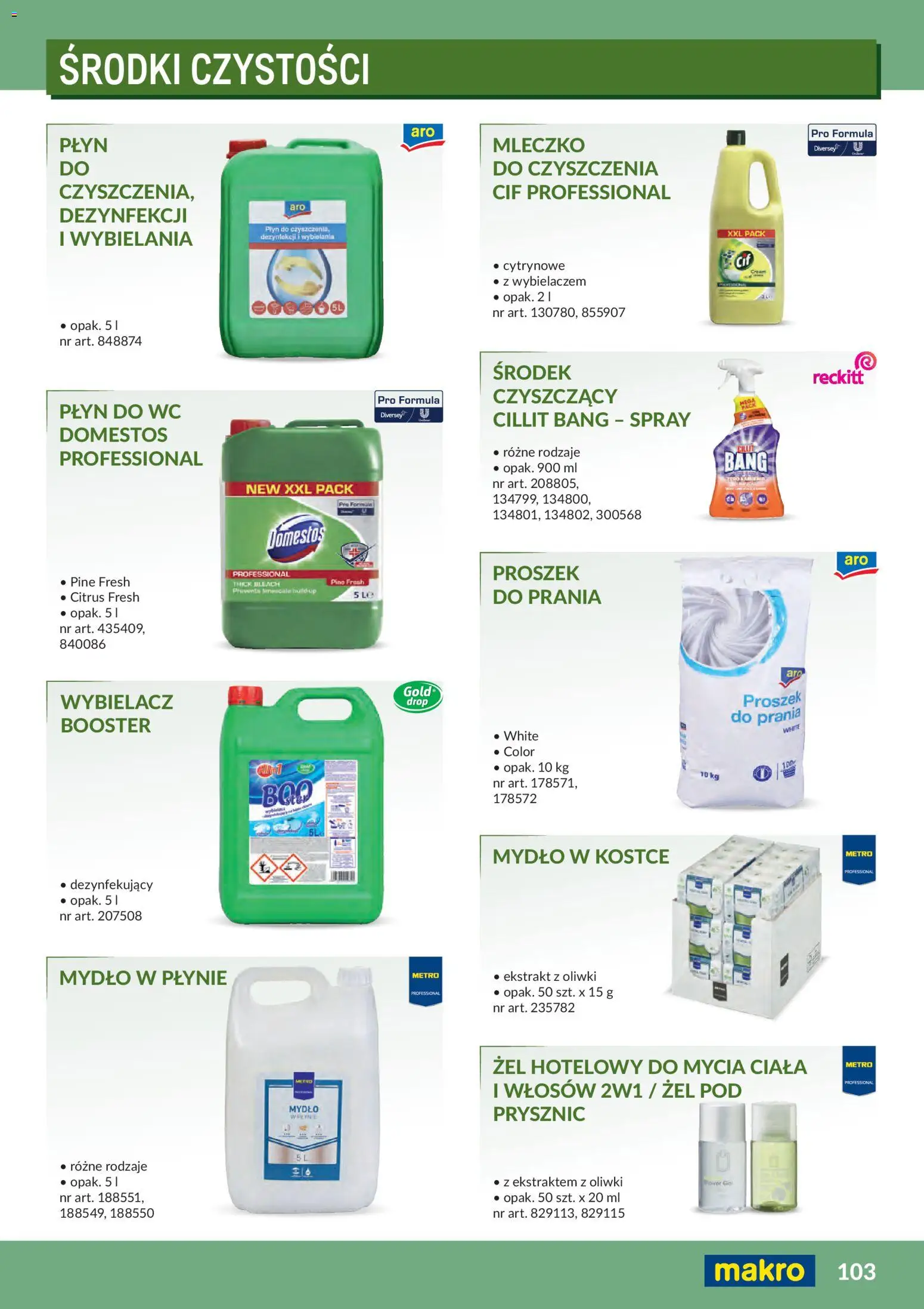 Makro Gazetka - Profesjonalna Gastronomia od 01.02.2026 | Strona: 103 | Produkty: Prysznic, Domestos, Cillit bang, Mydło