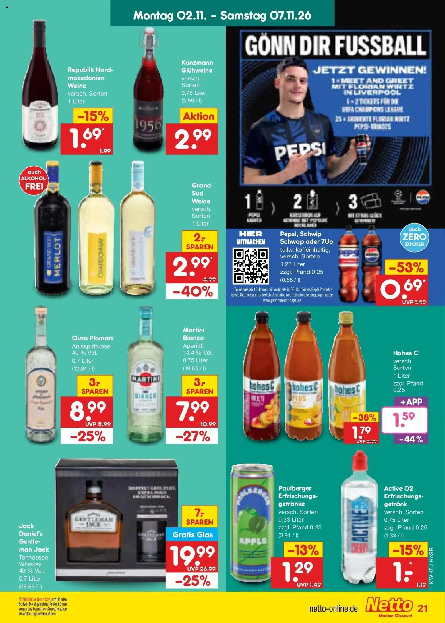 Netto Marken-Discount Prospekt Hannover (ab 02.11.2026) » Angebote | Seite: 31 | Produkte: Martini, Ouzo, Alkohol, Ouzo plomari