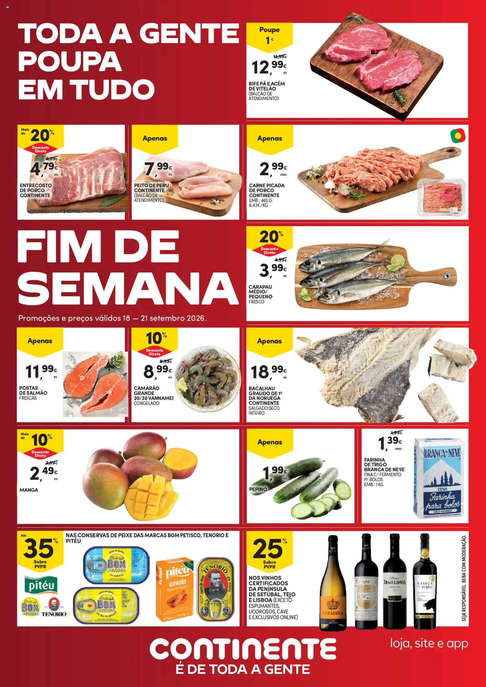 Continente Fim de Semana à Continente │ válido de 18/09/2026 | Página: 1 | Produtos: Cavala, Camarão, Carne picada, Filete