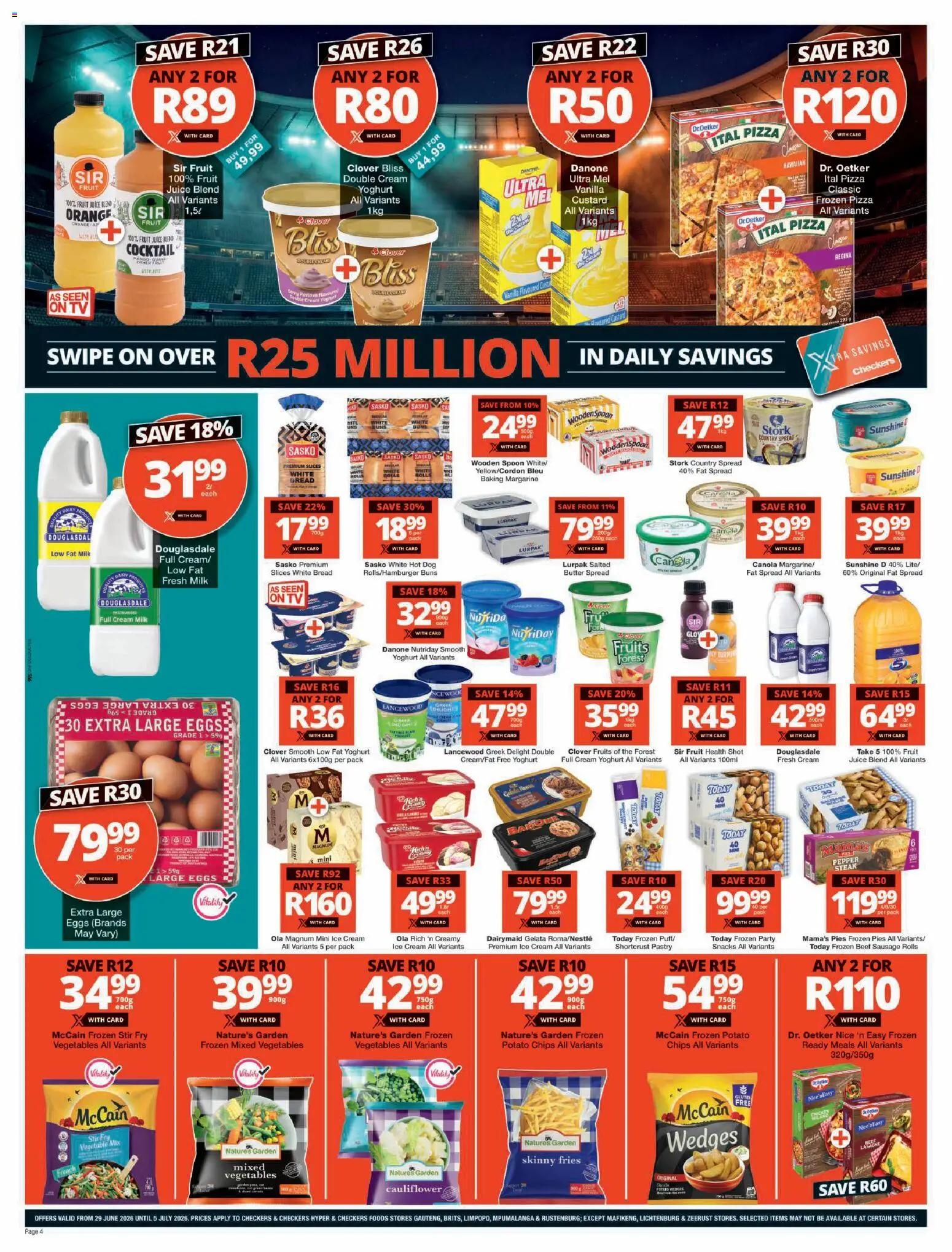 New Checkers catalogue – valid from 29/06/2026 | Page: 4 | Products: Cauliflower, Steak, Beef, Snacks