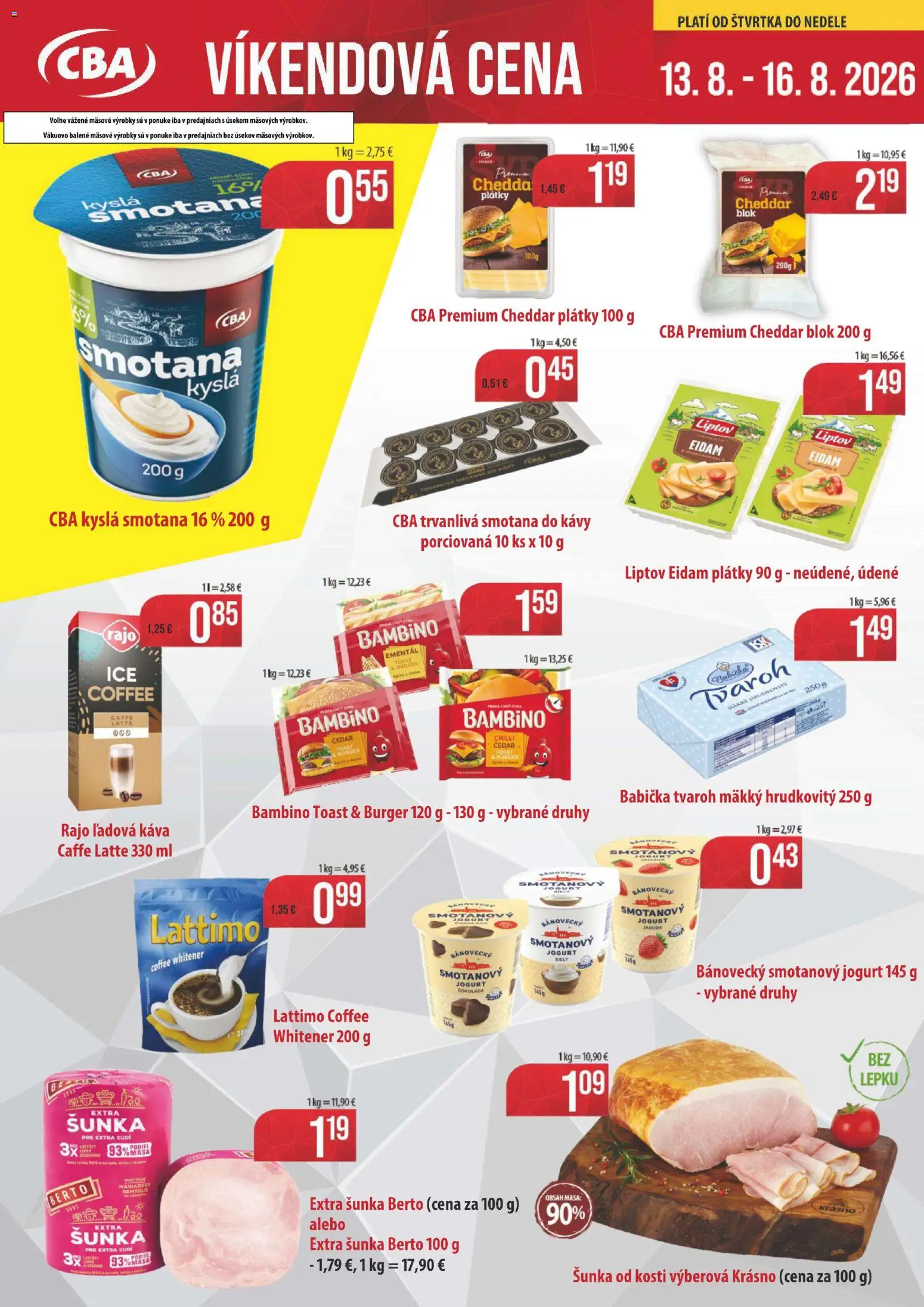 Nové Nitrazdroj akcie – leták je platný od 13.08.2026 | Strana: 1 | Produkty: Jogurt, Šunka, Kyslá smotana, Smotanový jogurt