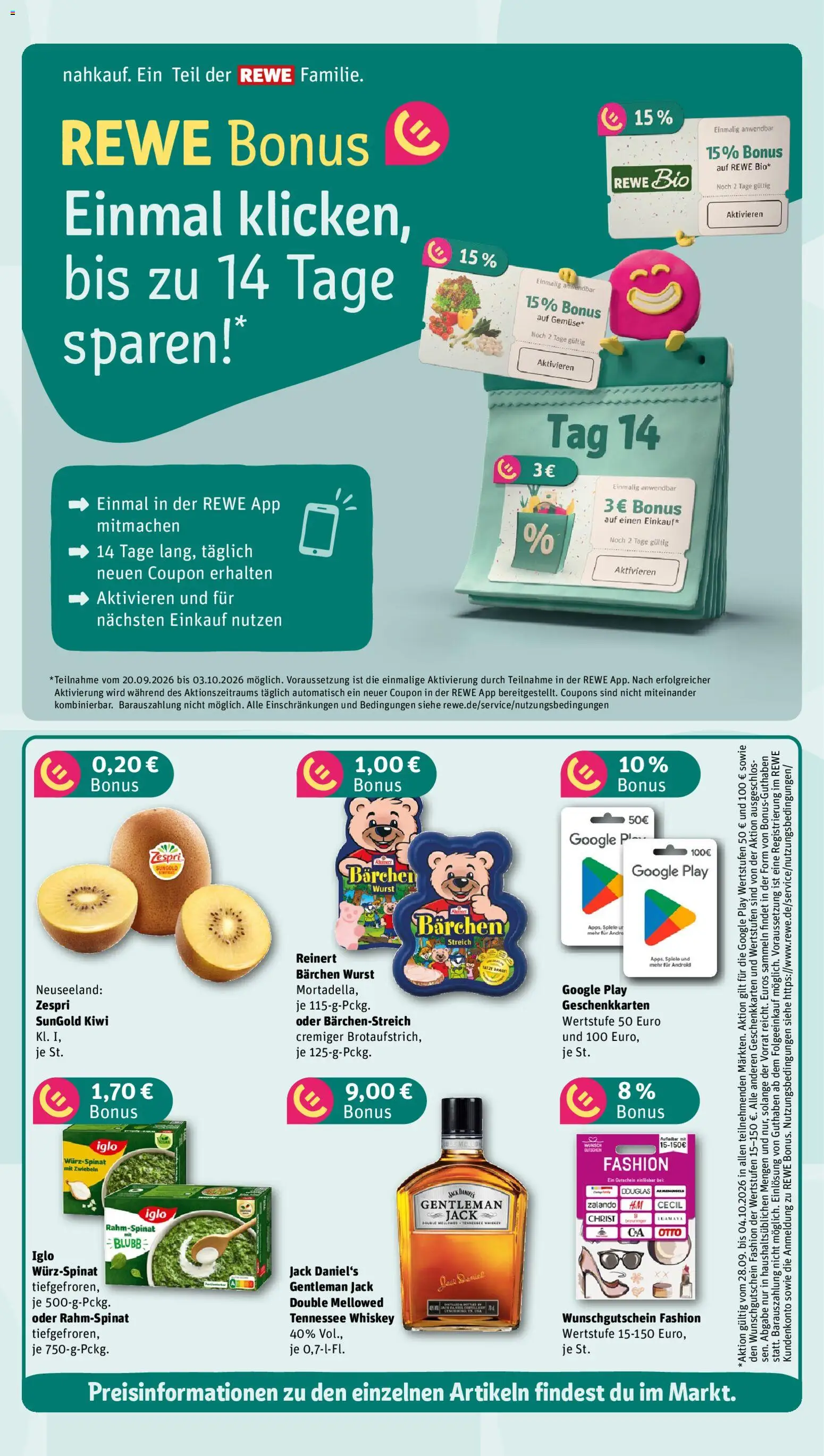 Nahkauf Prospekt – gültig ab 28.09.2026 | Seite: 4 | Produkte: Iglo, Jack Daniel's, Wurst, Kiwi