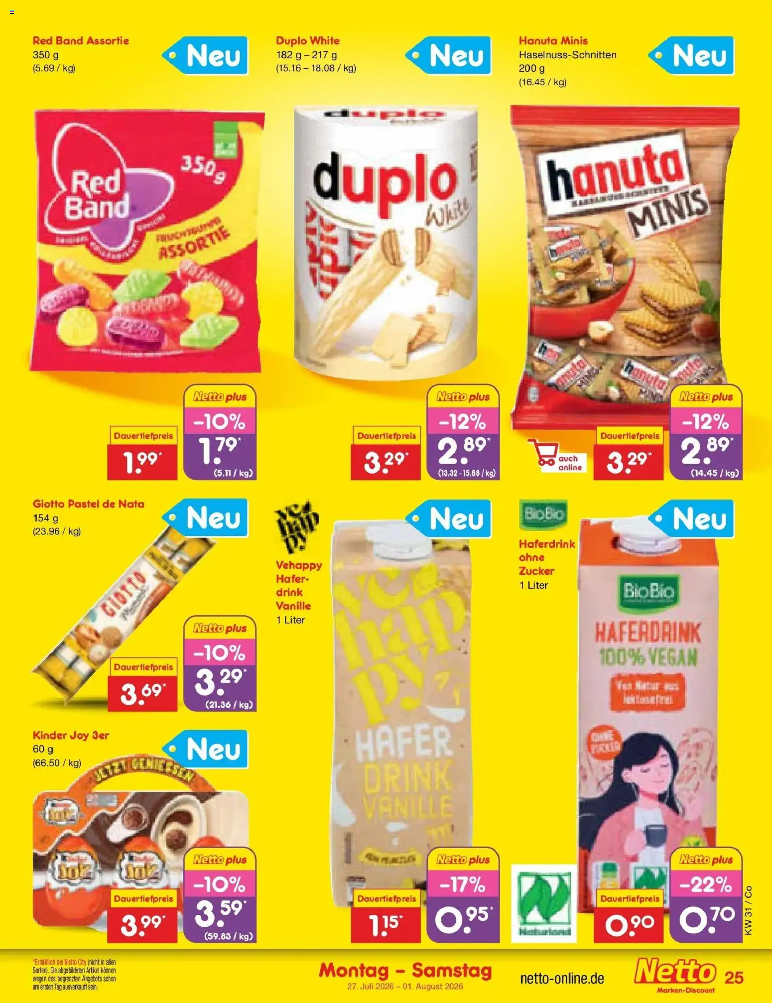 Netto Marken-Discount Prospekt Delitzsch – gültig ab 27.07.2026 | Seite: 39 | Produkte: Kinder joy, Haferdrink, Zucker